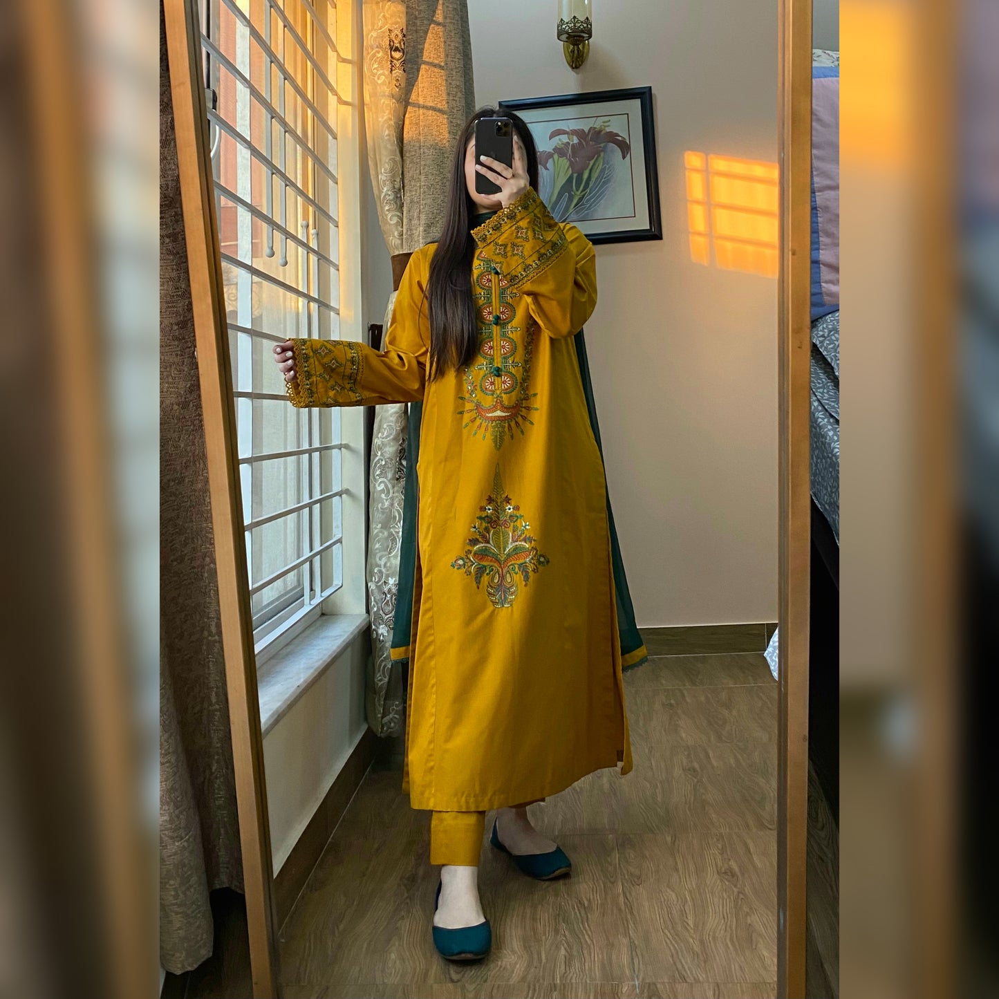 Cananry Mustard Embroidered 3PC