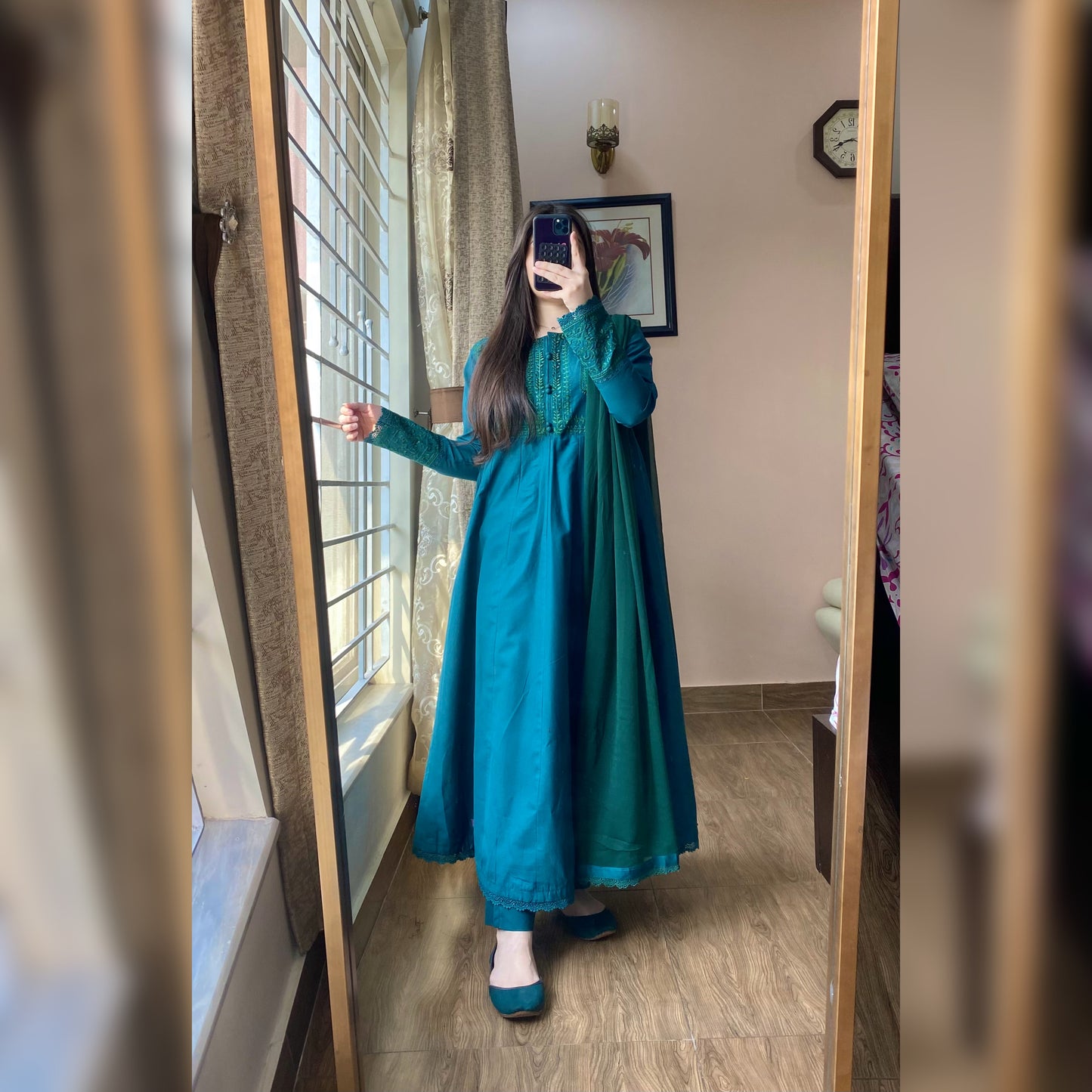 Zinc Embroidered Frock | 3PC