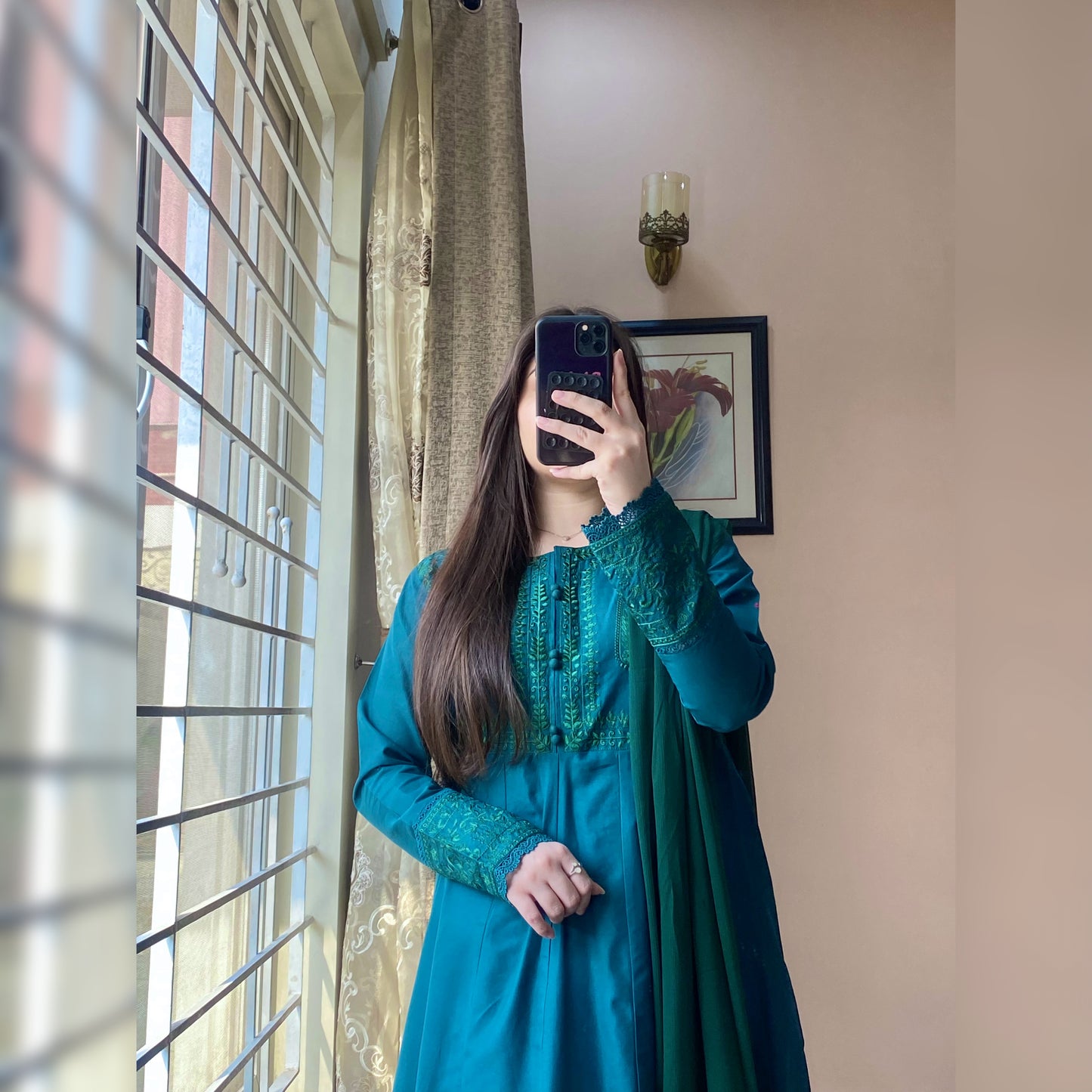 Zinc Embroidered Frock | 3PC