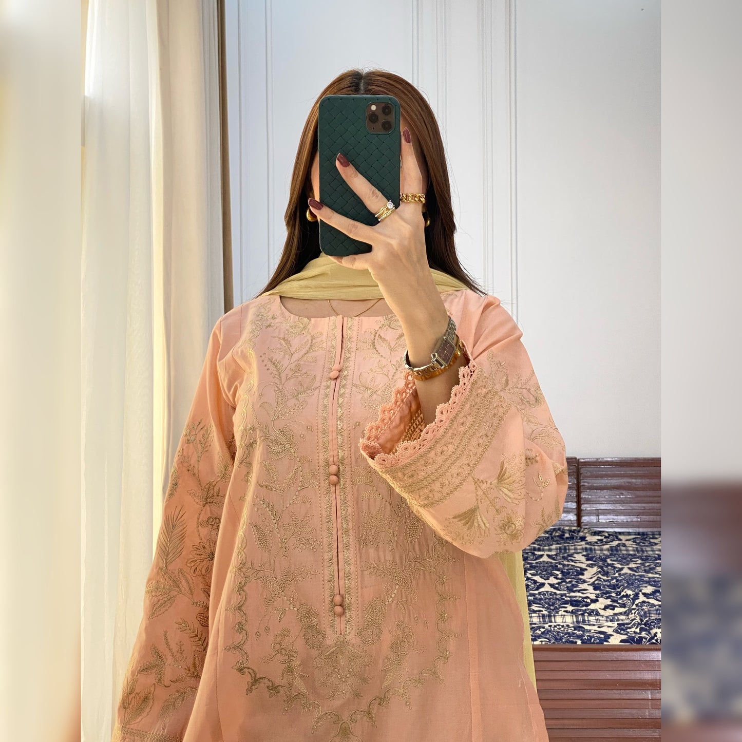 Oyster Pink Embroidered 3PC