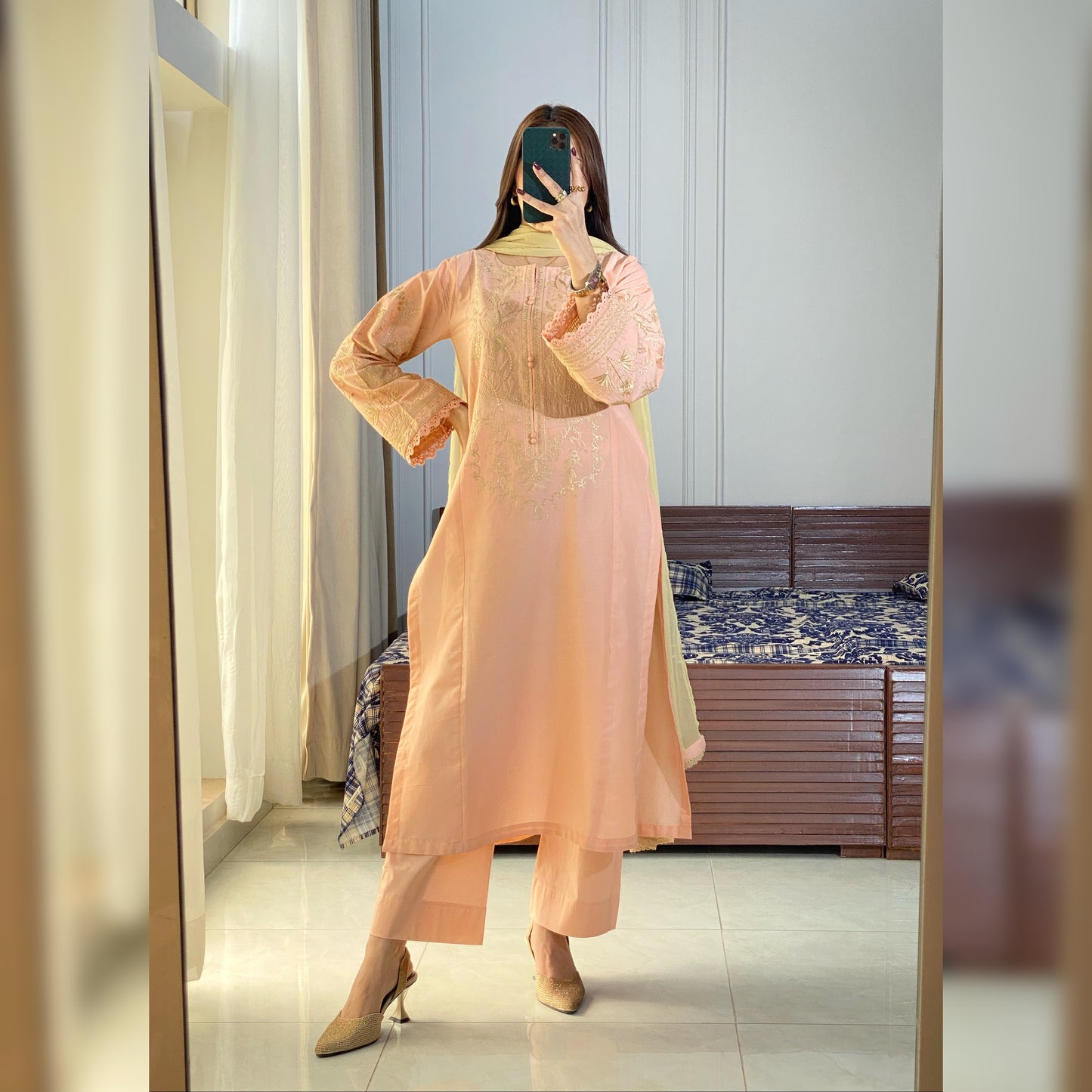 Oyster Pink Embroidered 3PC
