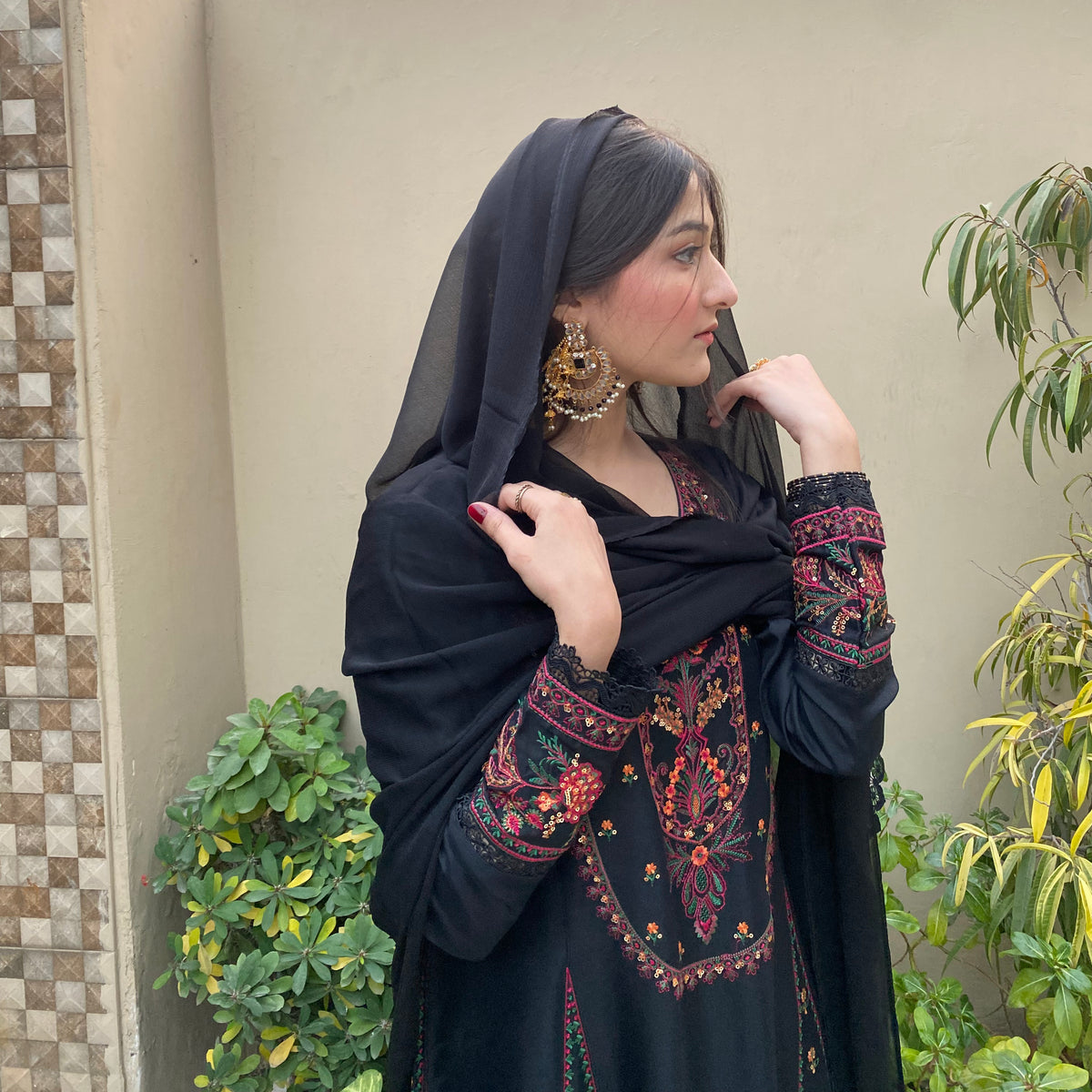 Jazmin Black Embroidered frock