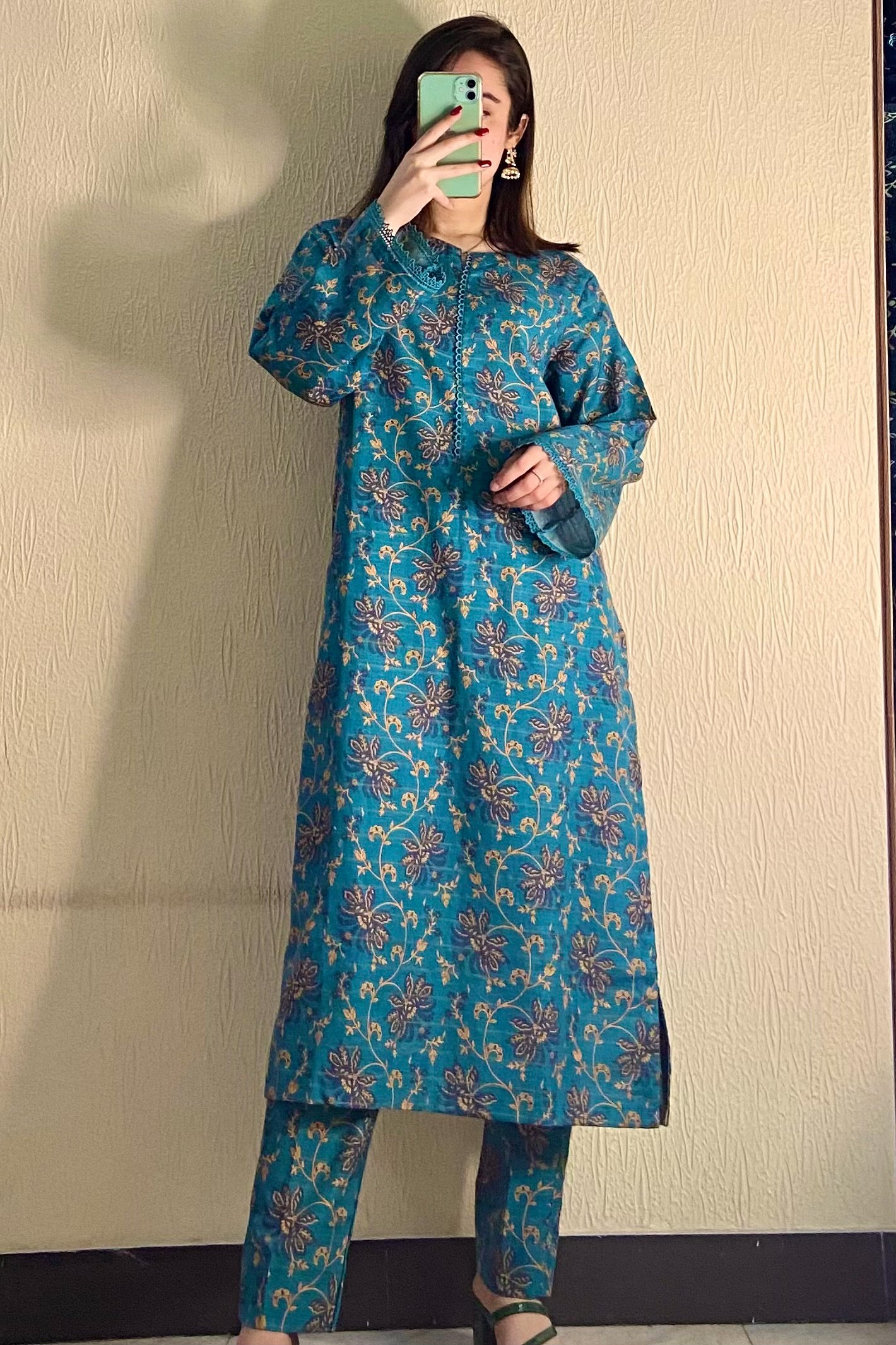 Teal Printed Khaddar 2PC