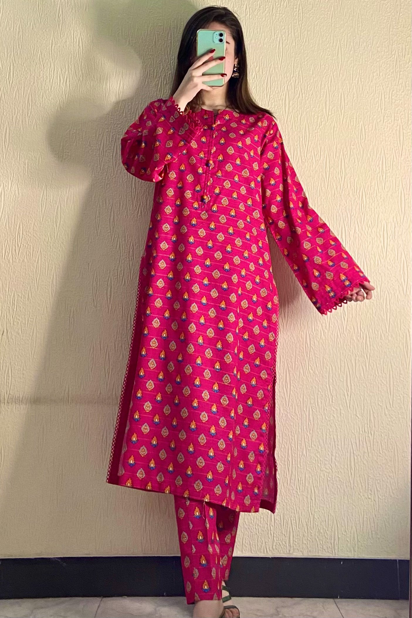 Pink Printed Khaddar 2PC