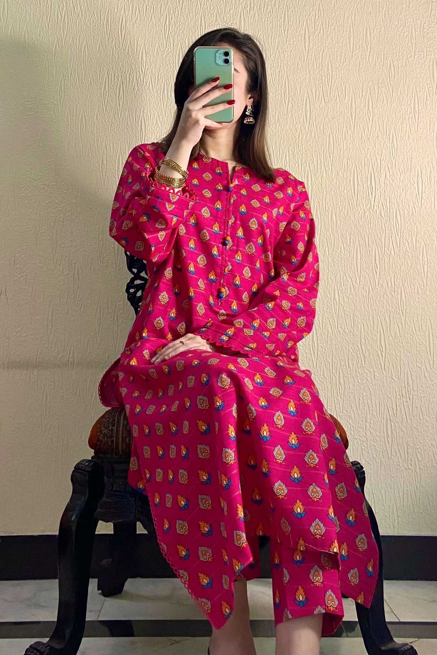 Pink Printed Khaddar 2PC