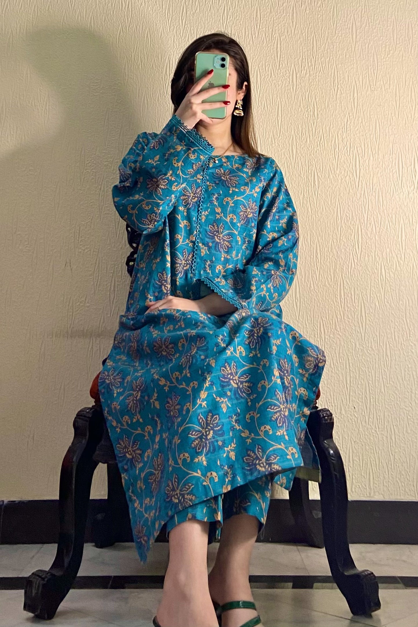 Teal Printed Khaddar 2PC