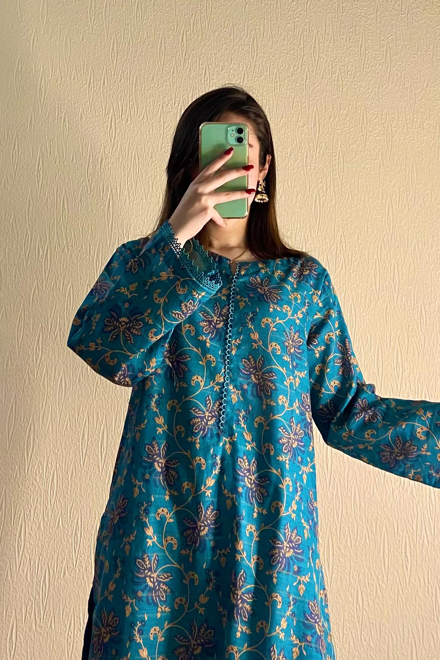 Teal Printed Khaddar 2PC