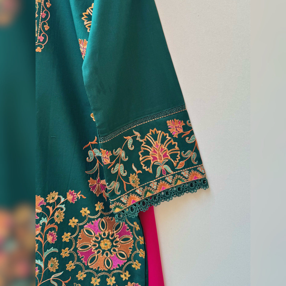 Lama Green Embroidered 3PC