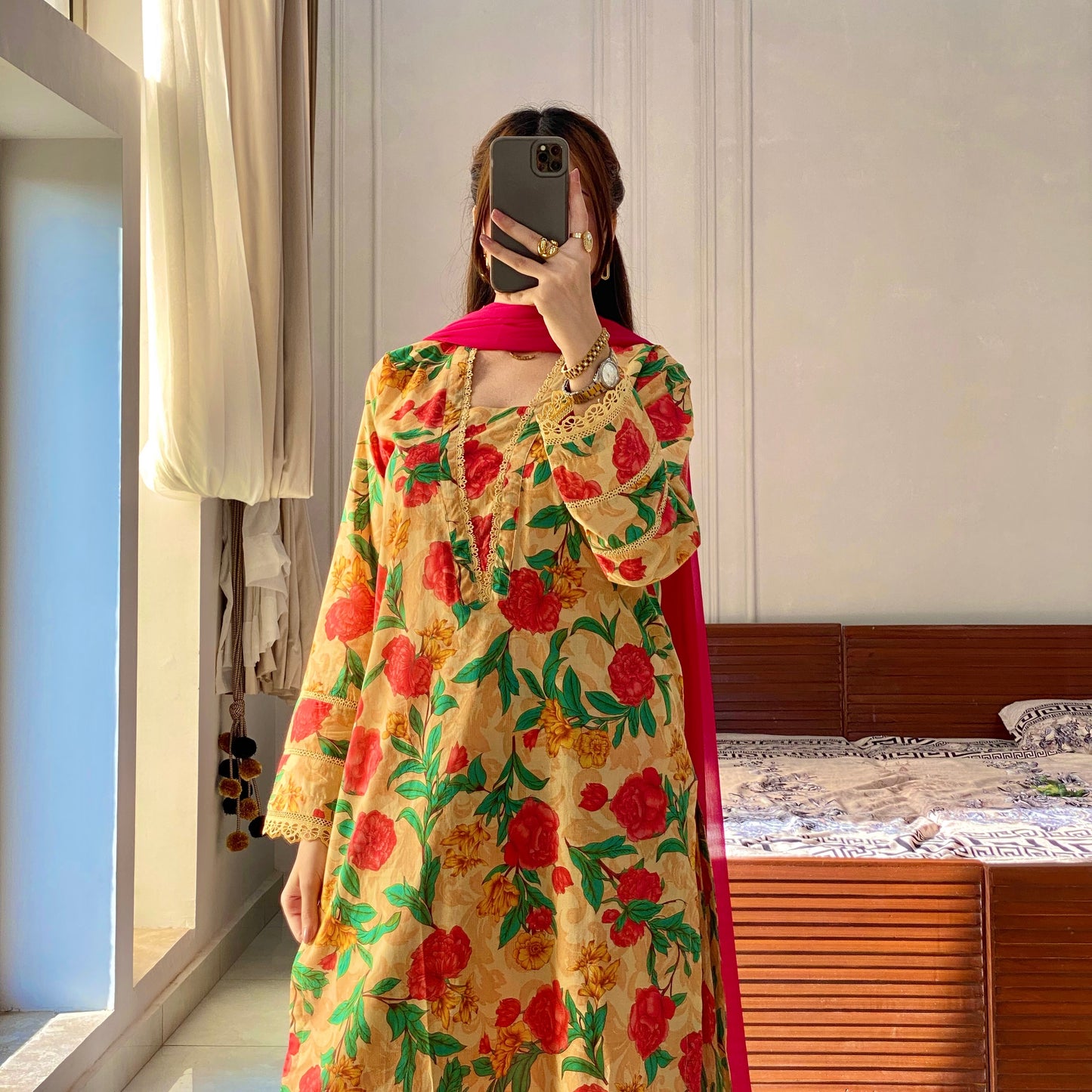 Citrine Floral Printed 3PC