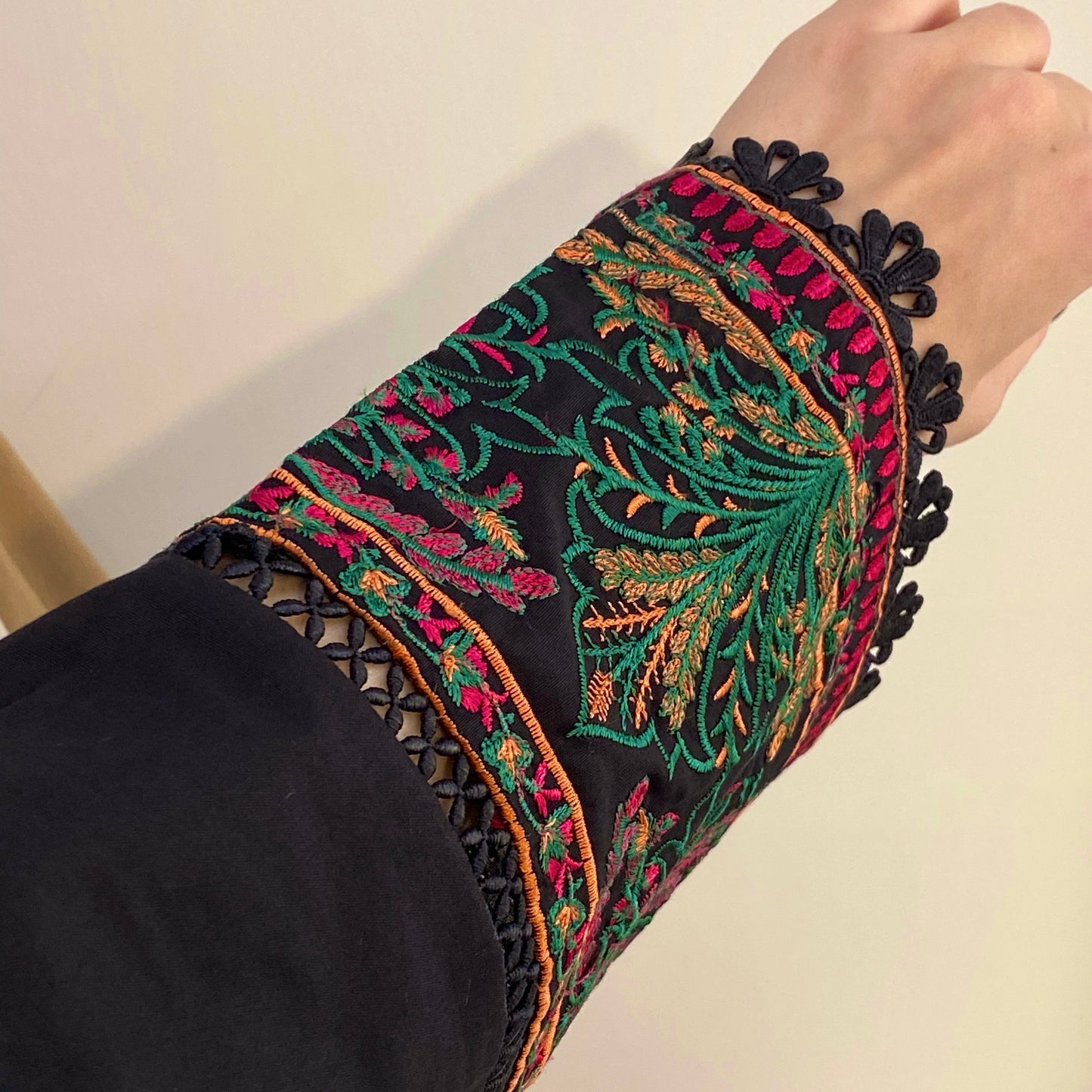 Jet Black Embroidered 3PC