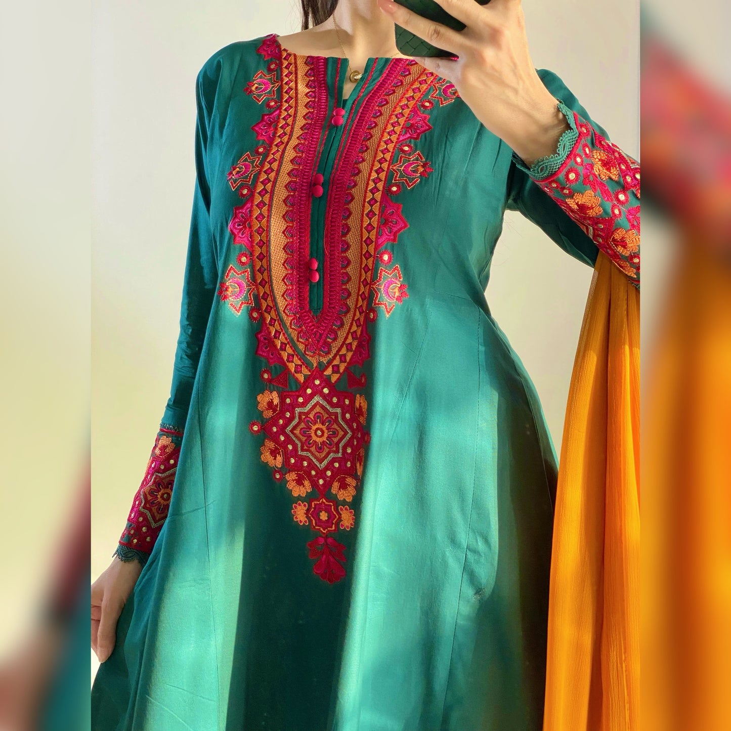 shanzey Green Frock - 3PC