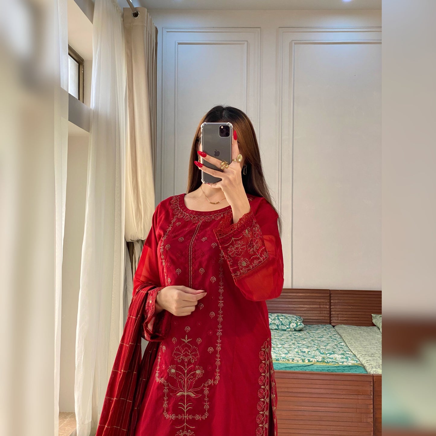 Maroon Embroidered 3PC