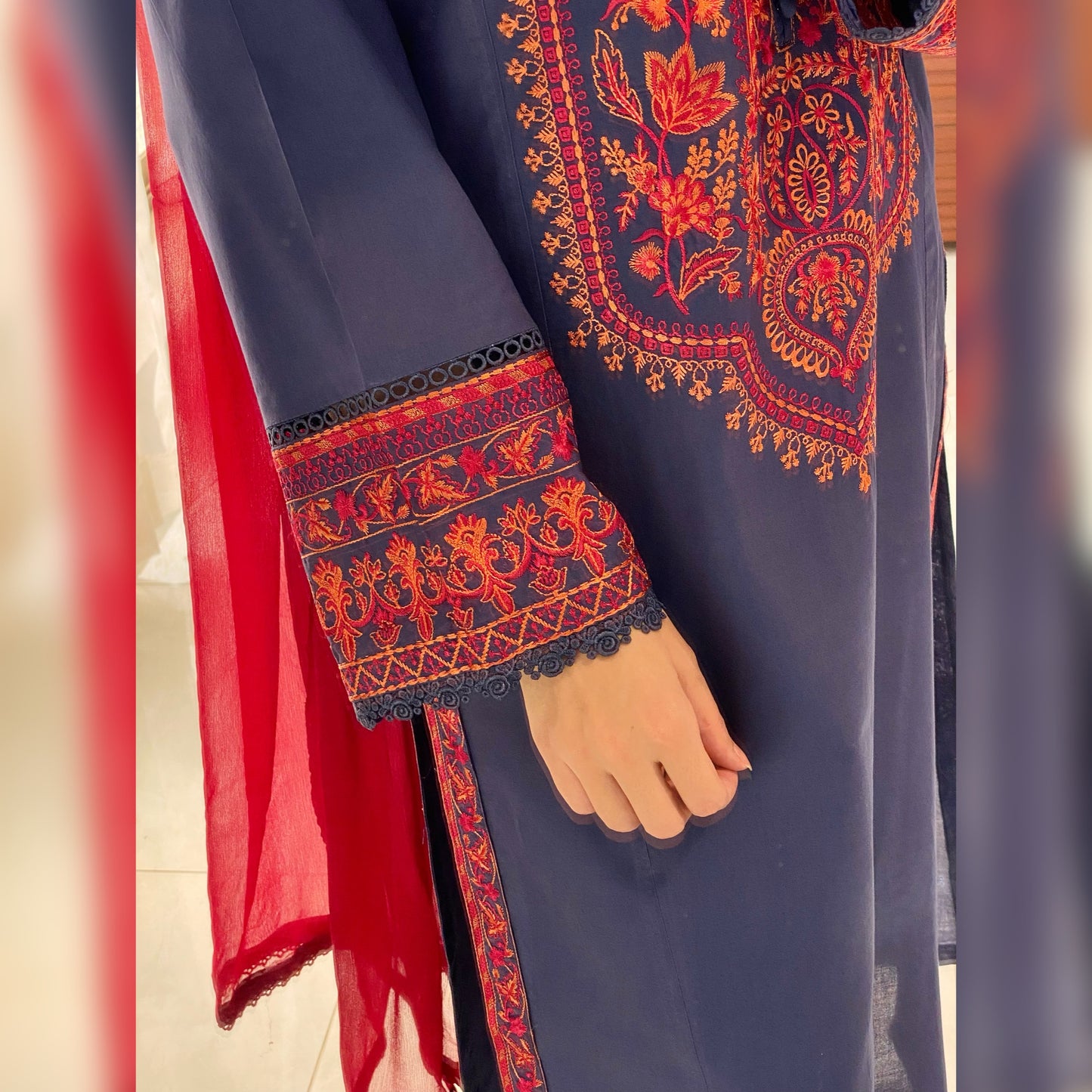 Teal blue Embroidered 3PC