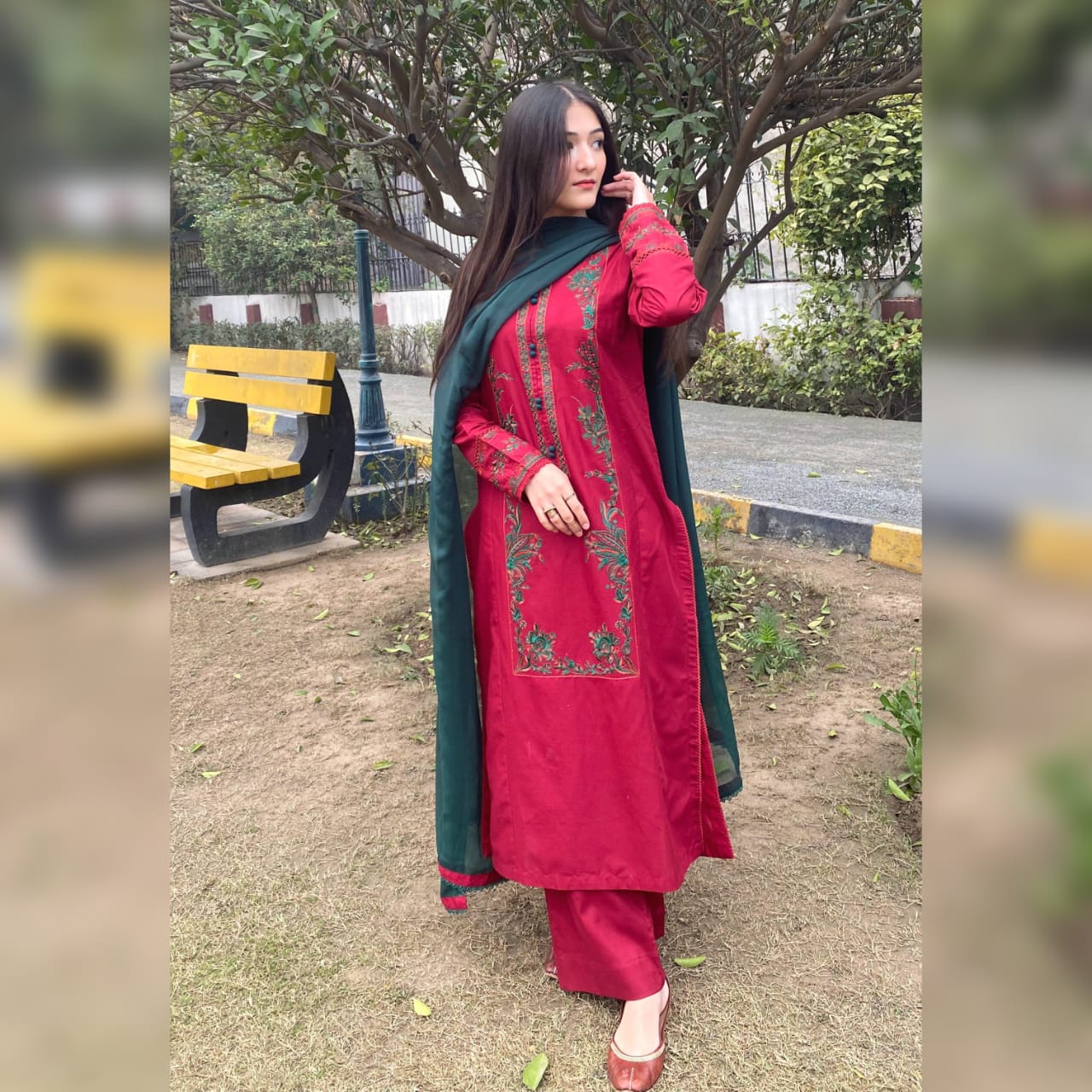 Maroon Embroidered 3PC