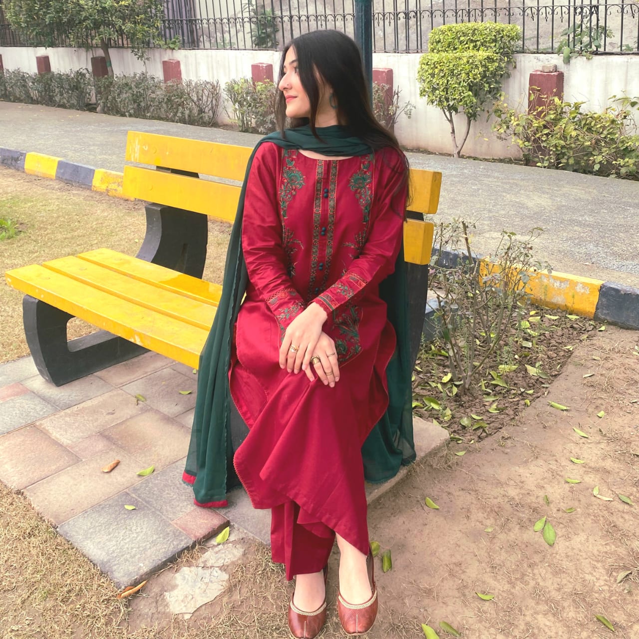 Maroon Embroidered 3PC