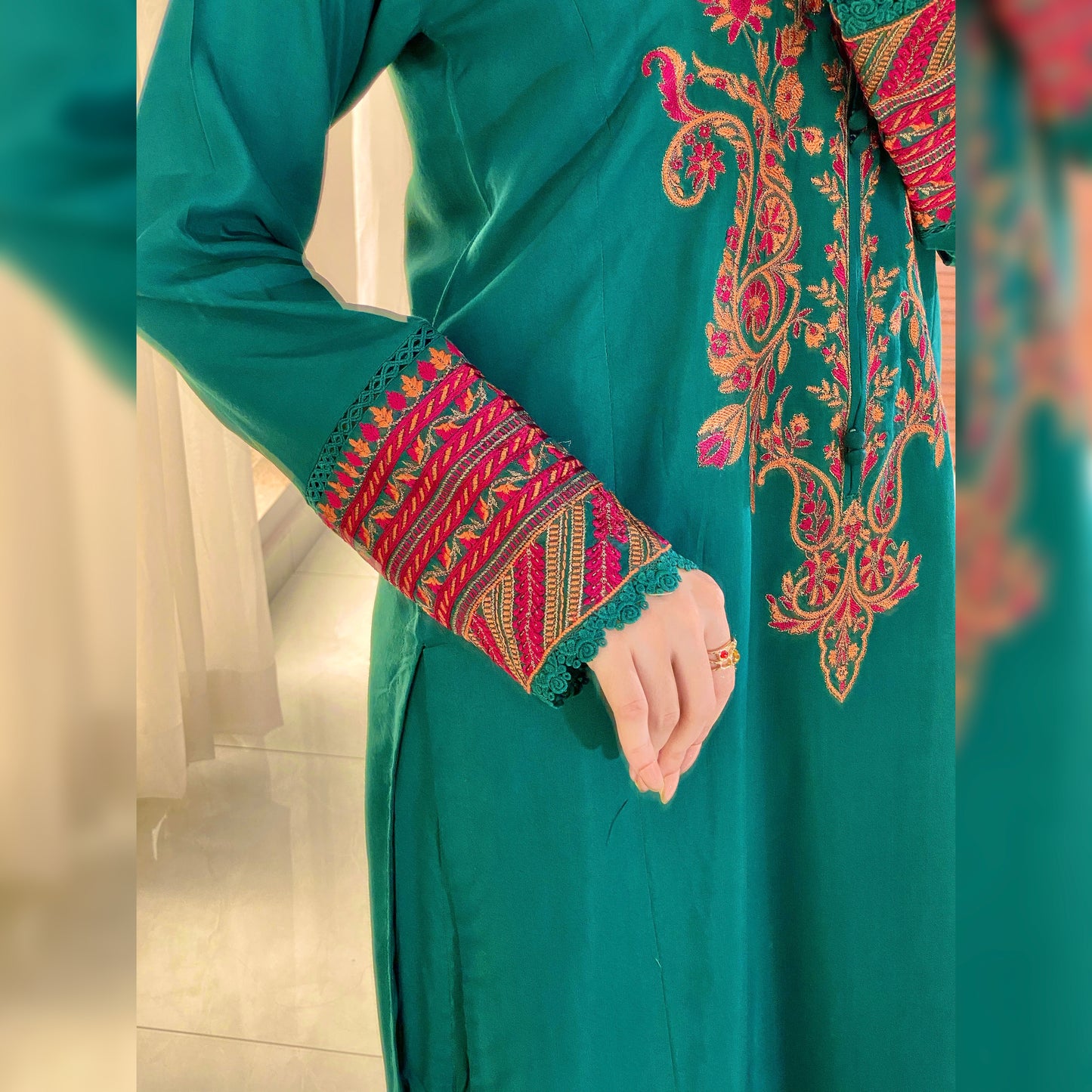 Splash Green Embroidered 3PC