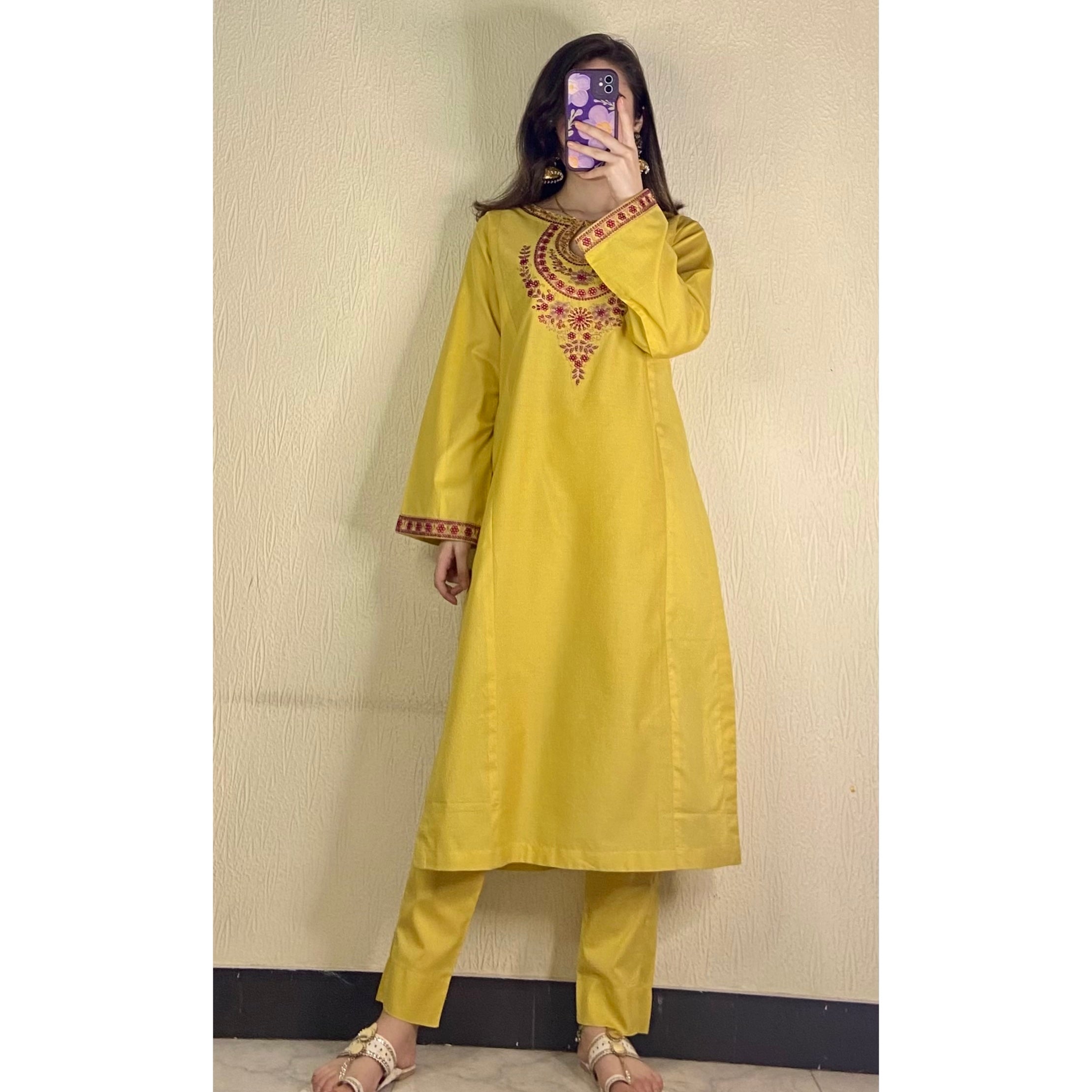 Yellow Embroidered Summer 2 PC