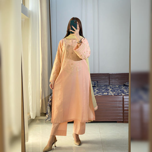 Oyster Pink Embroidered 3PC