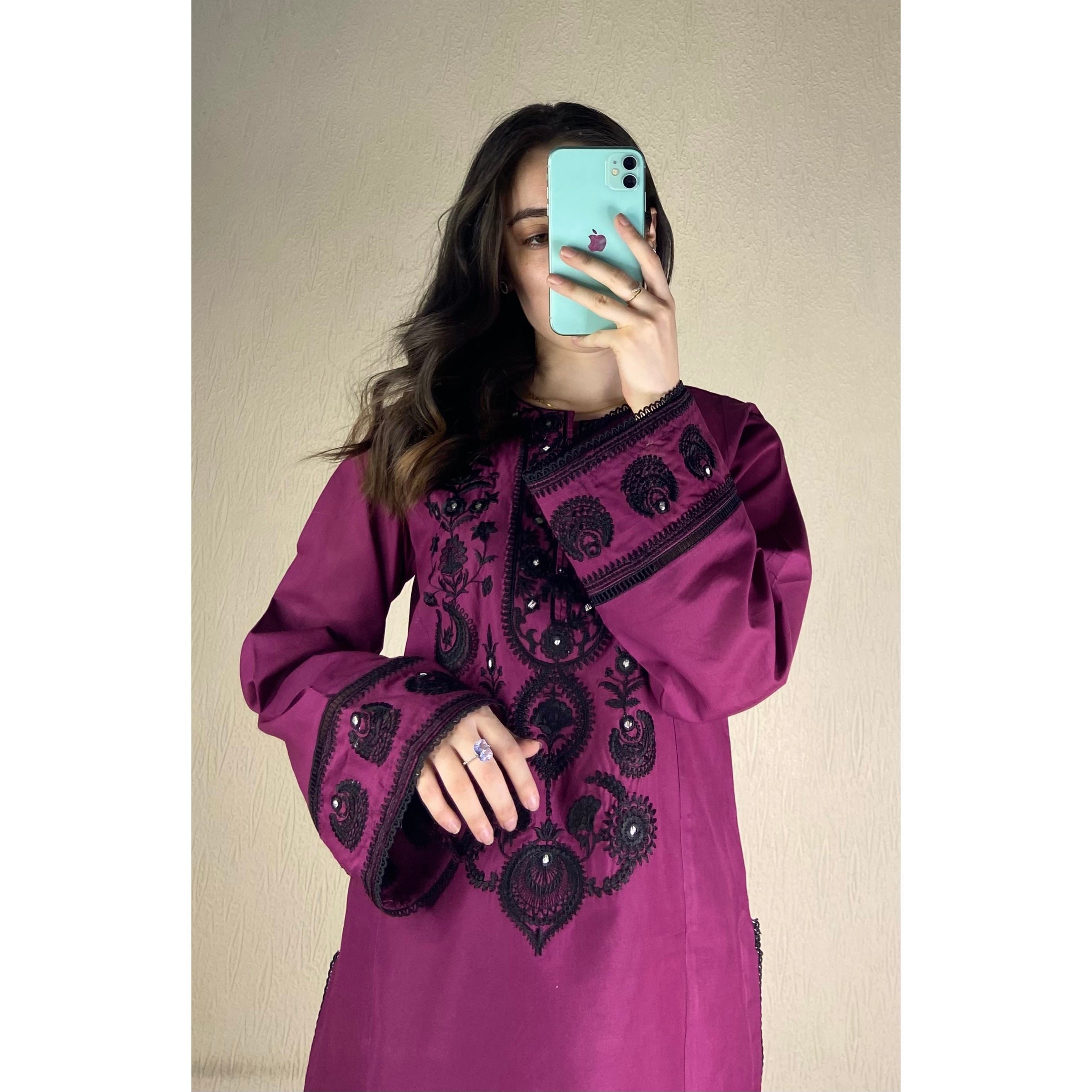 Purple Embroidered 3PC