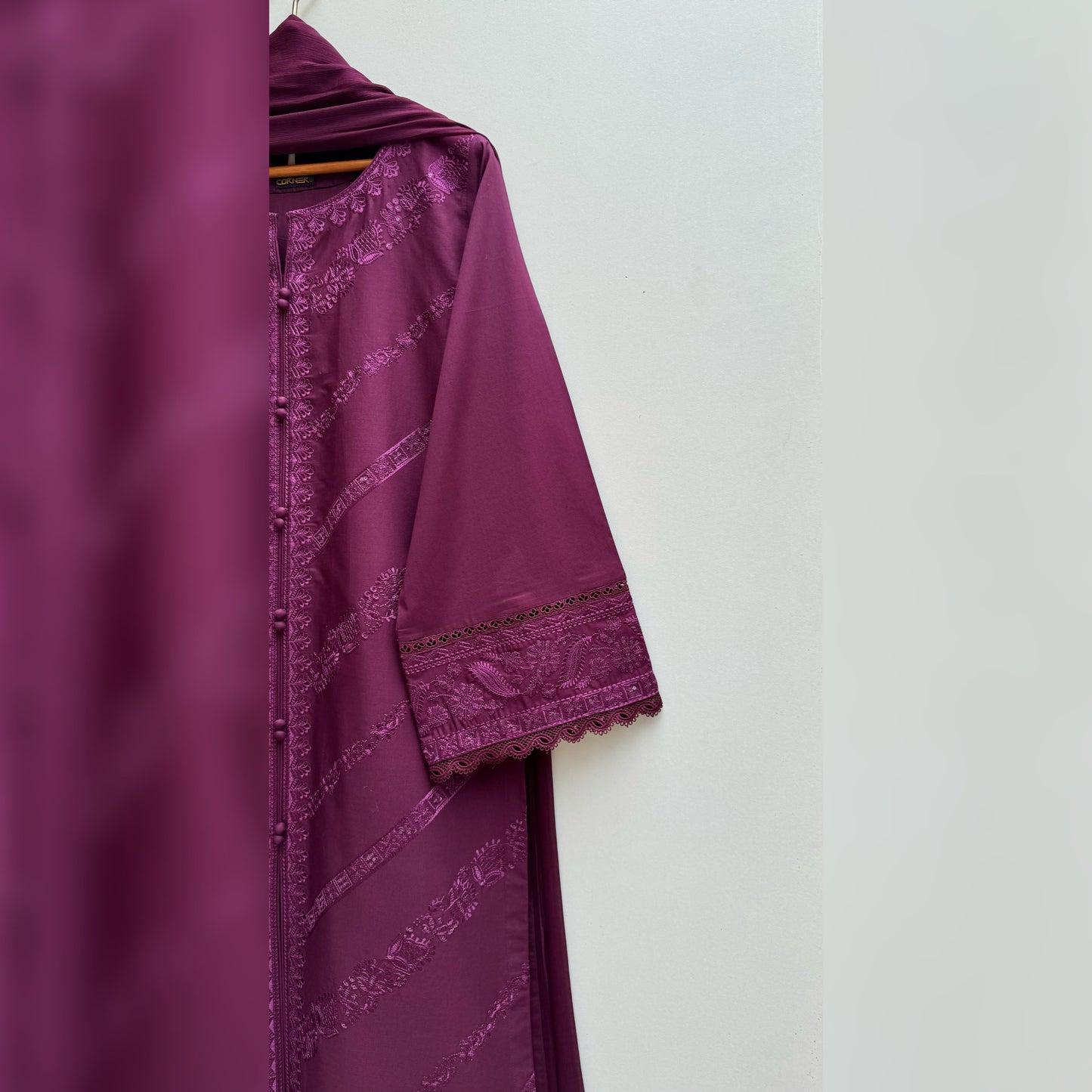Plum Embroidered 3PC