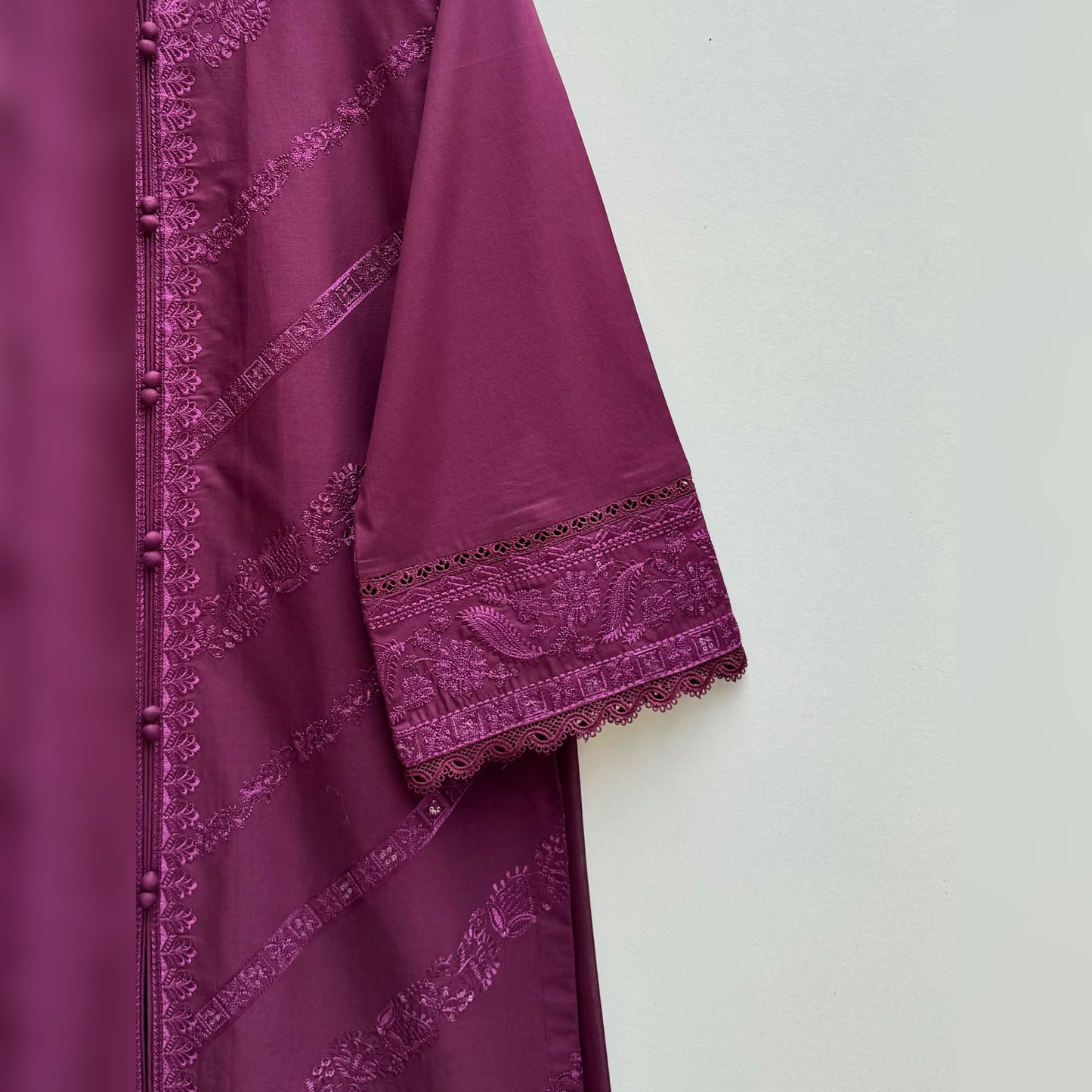 Plum Embroidered 3PC