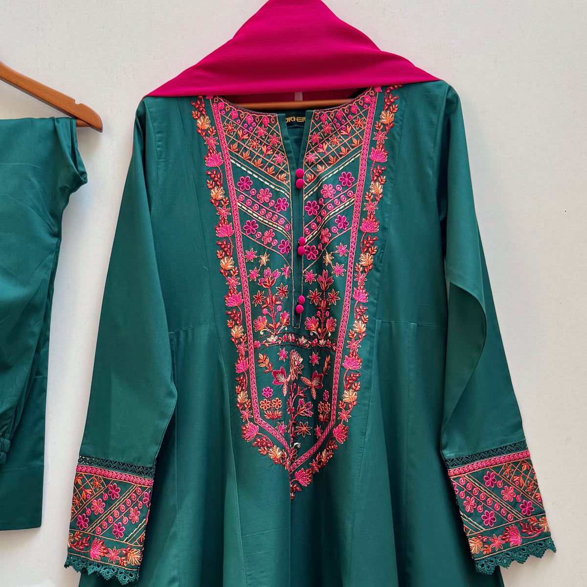 Ever Green Embroidered frock 3PC