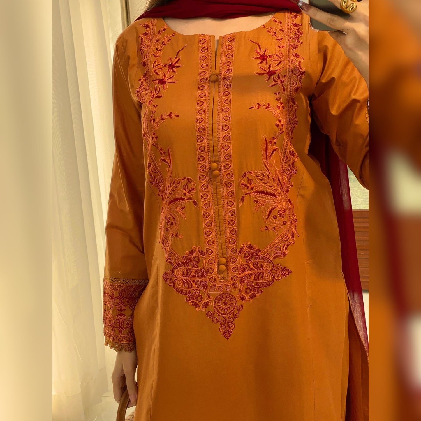 Rust Embroidered 3PC