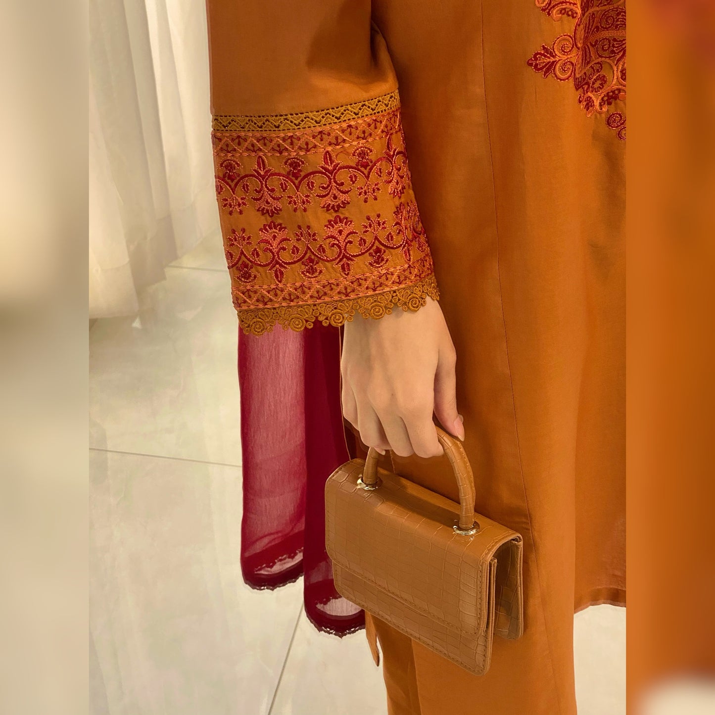 Rust Embroidered 3PC