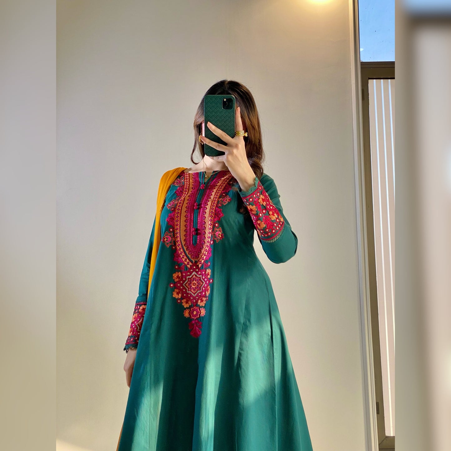 shanzey Green Frock - 3PC