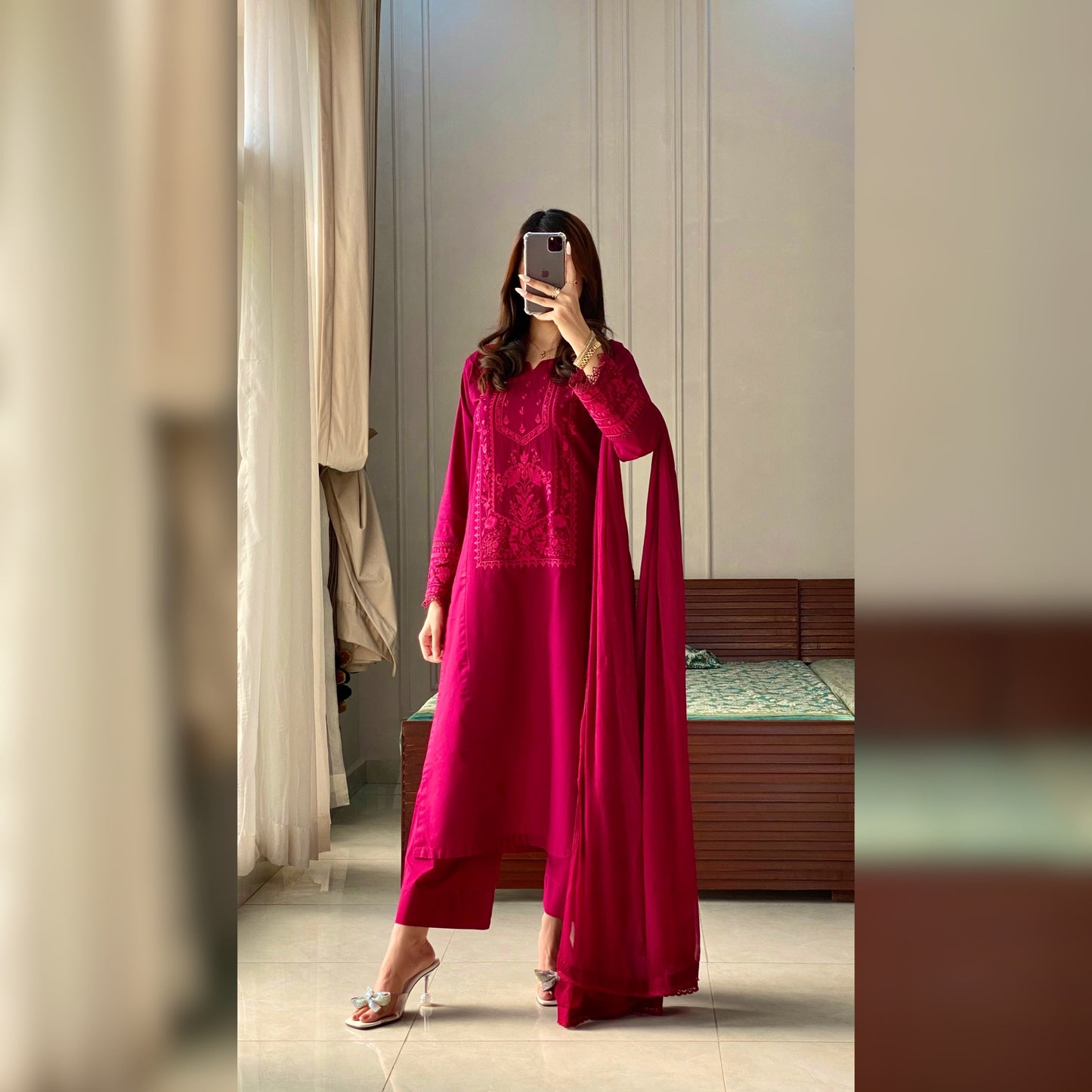 Berry Embroidered 3PC