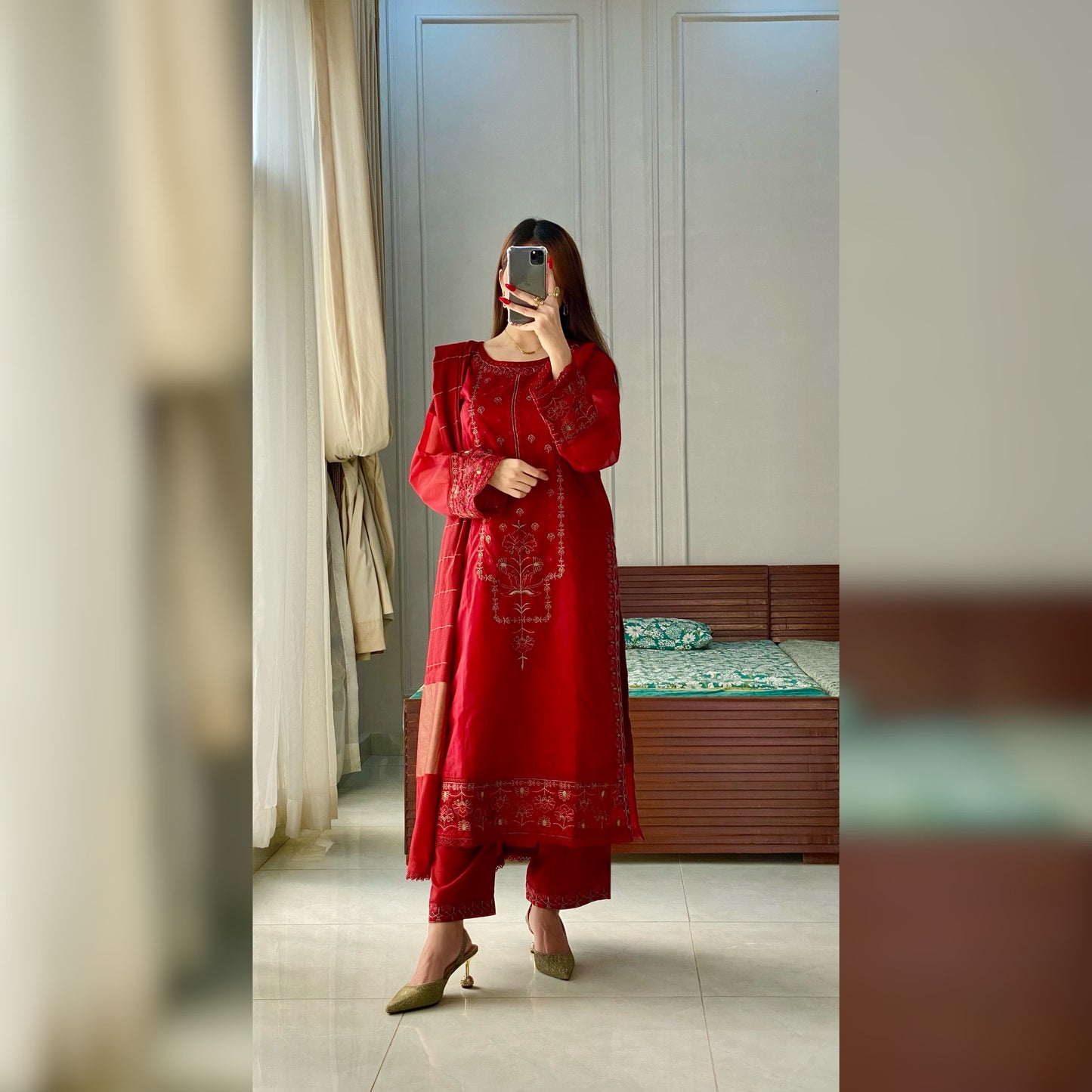 Maroon Embroidered 3PC