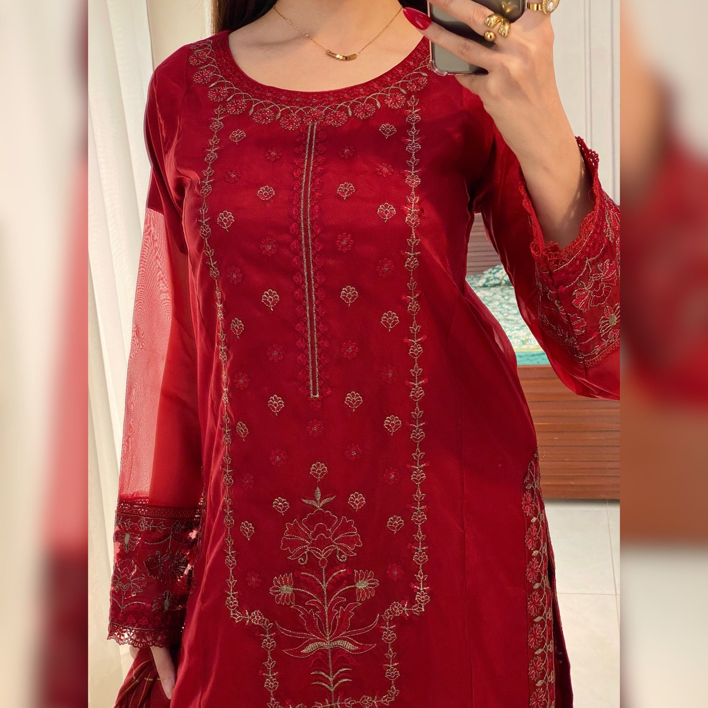 Maroon Embroidered 3PC