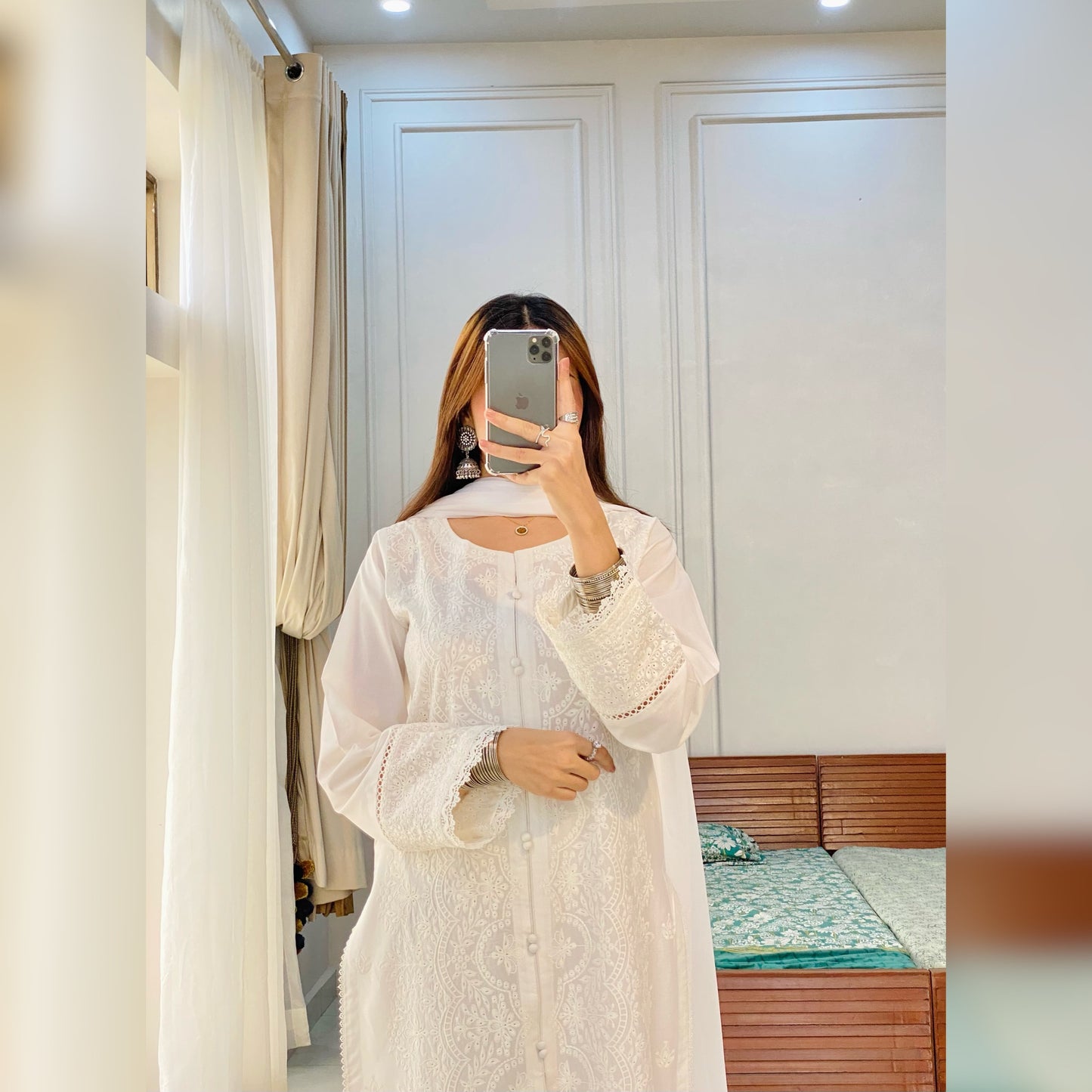 Moon white Embroidered 3PC