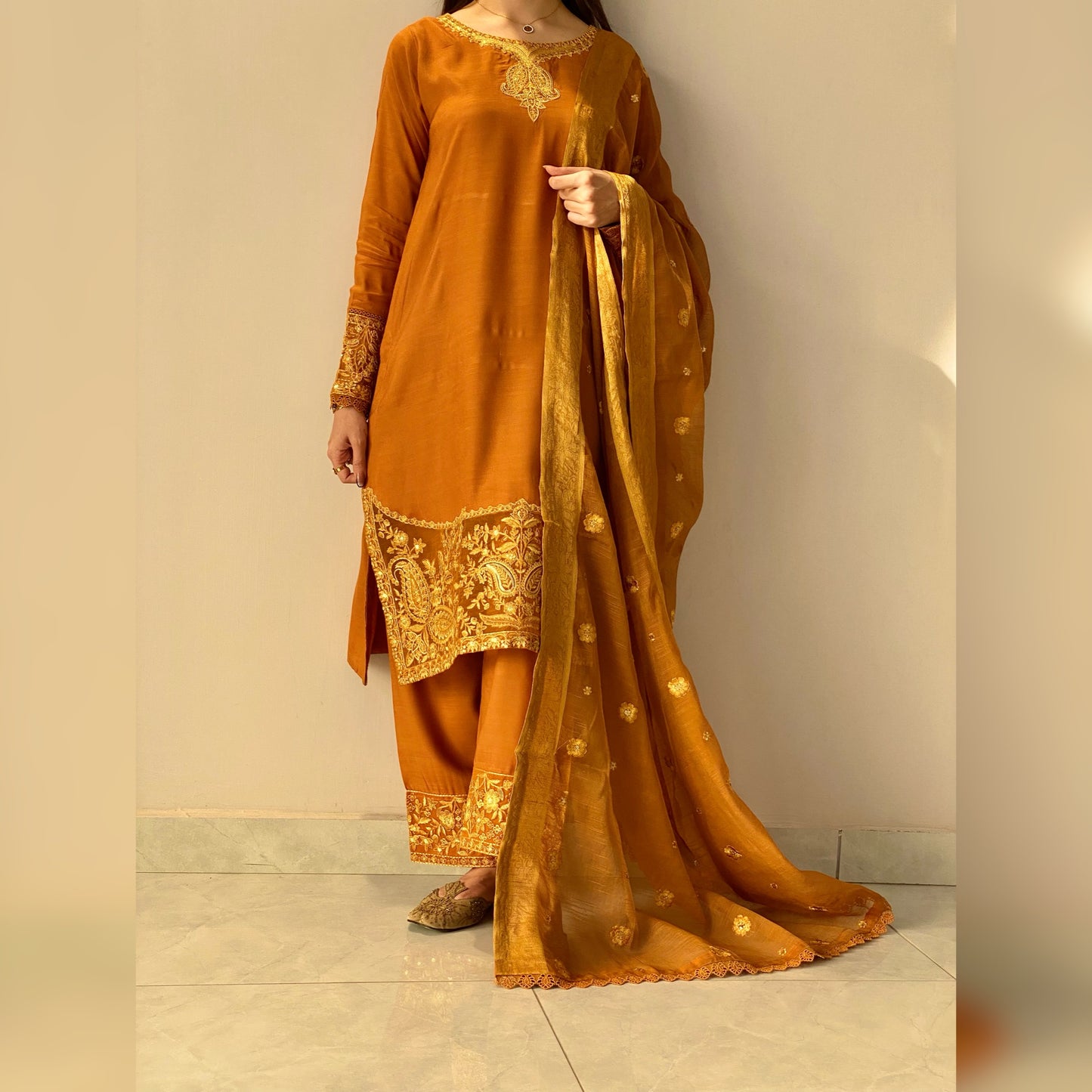 Coppor Honey Embroidered 3PC