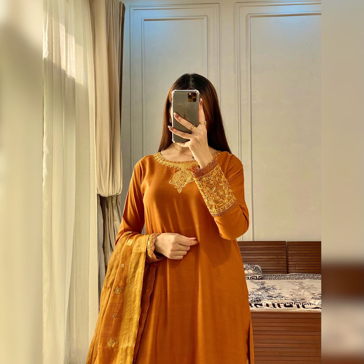 Coppor Honey Embroidered 3PC