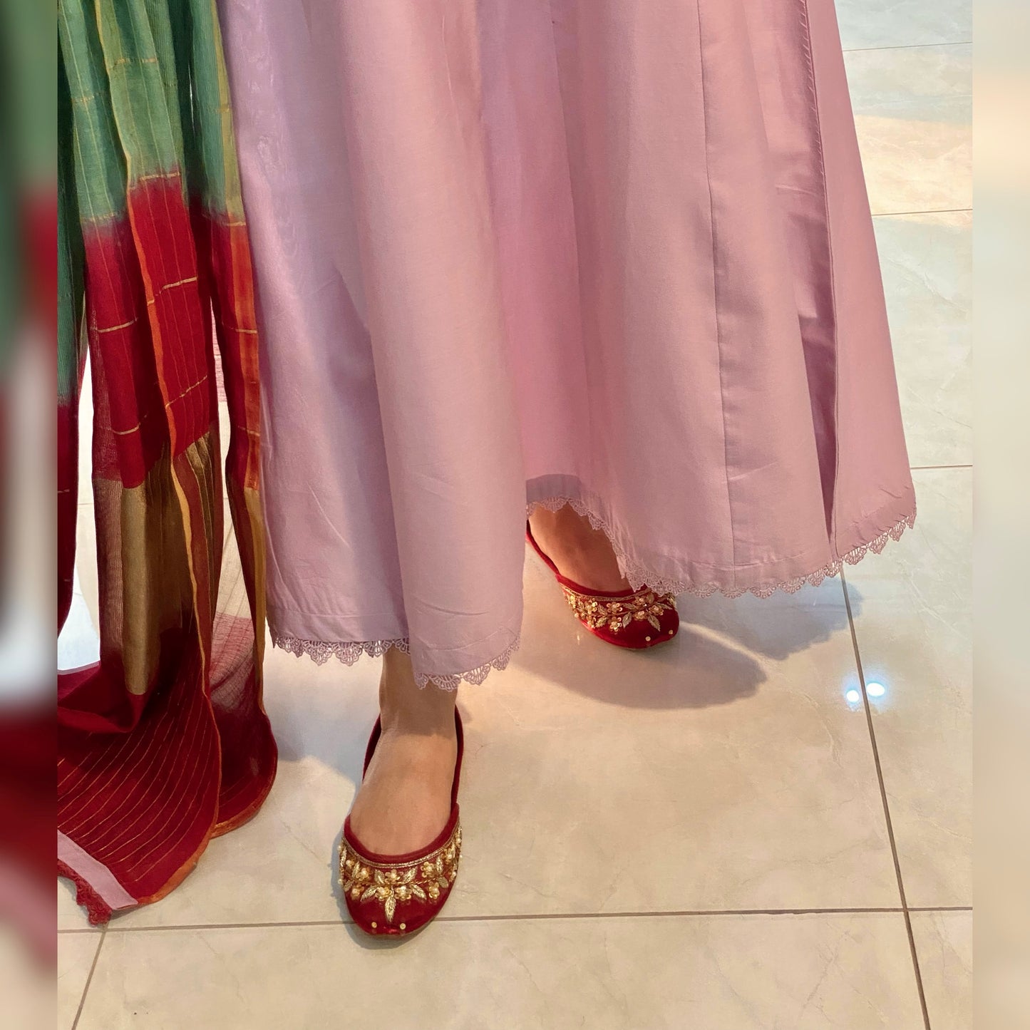 Lilac Embroidered Frock 3PC