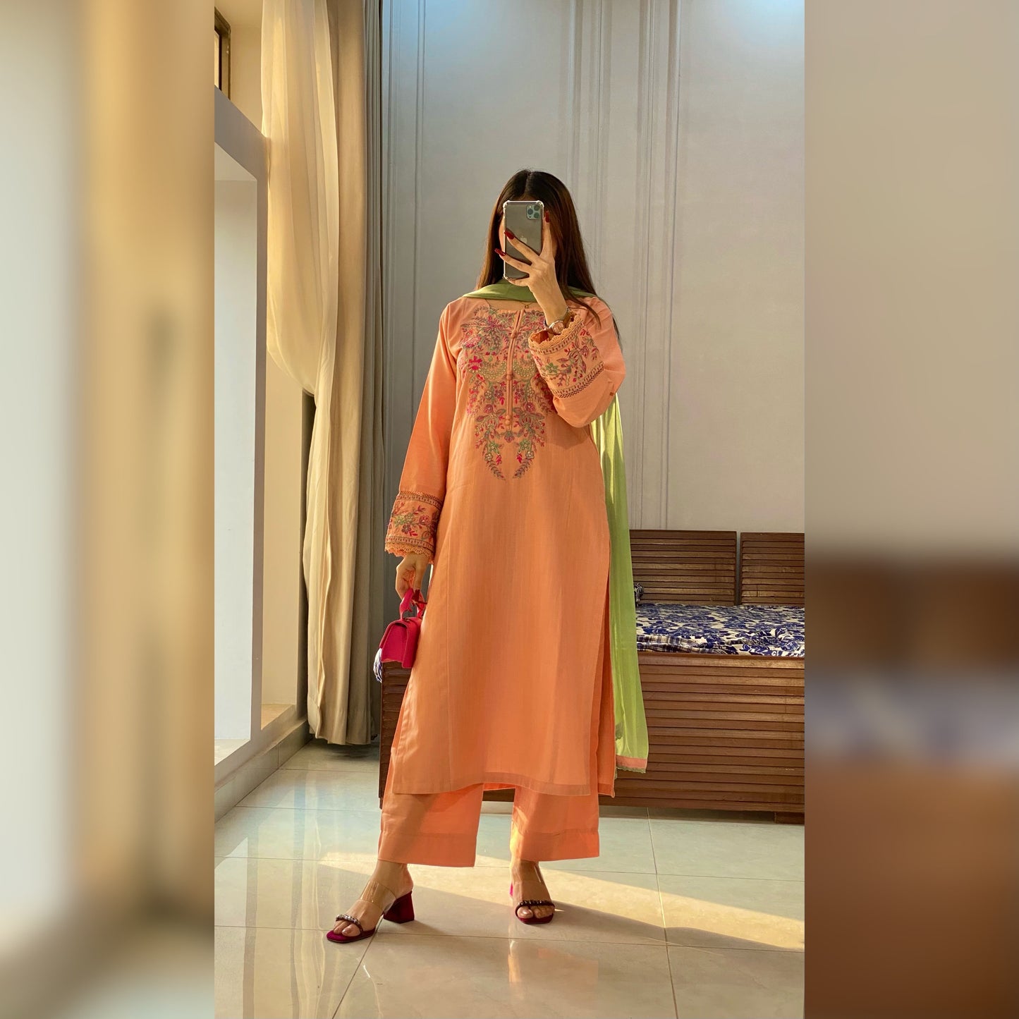 Dynamic Pink embroidered 3PC