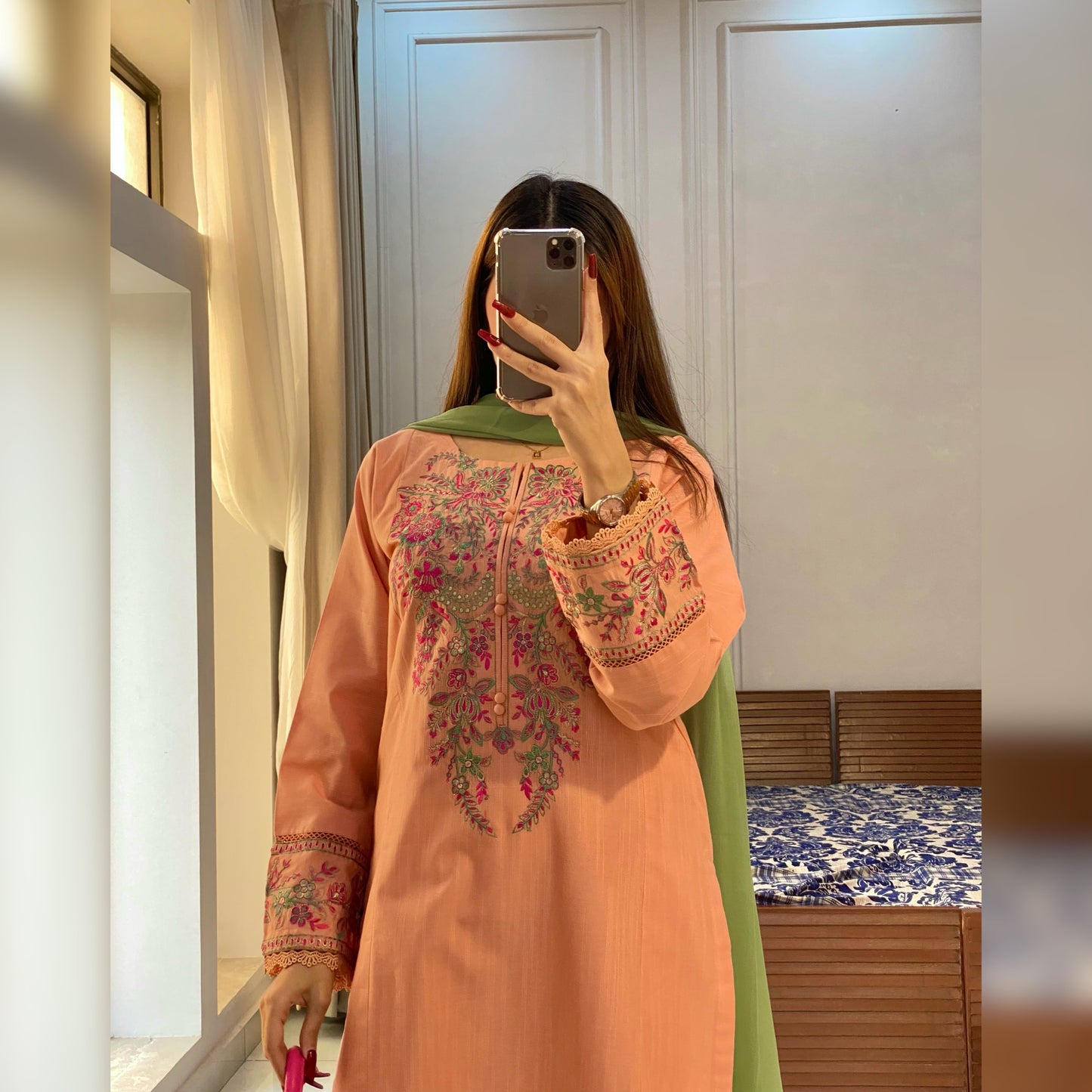 Dynamic Pink embroidered 3PC