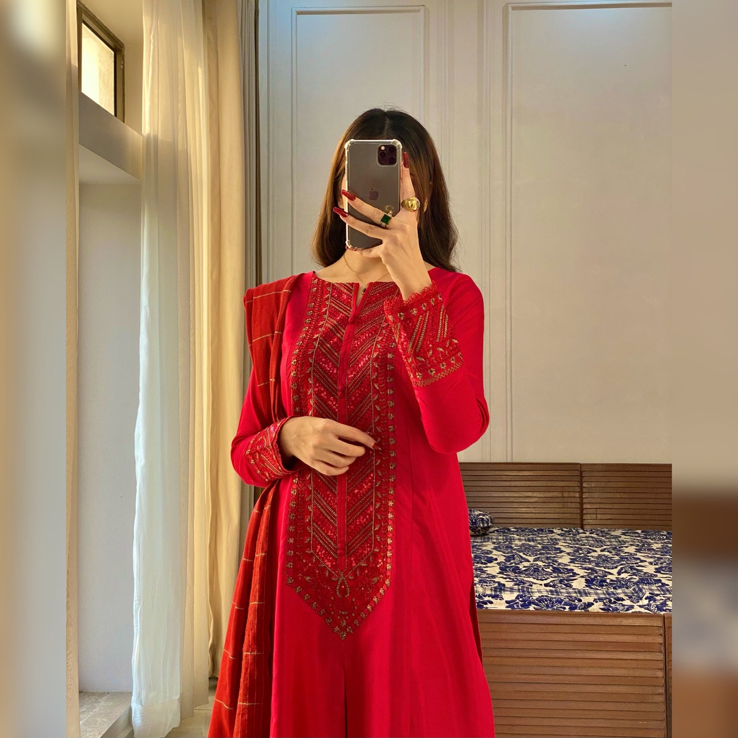 Burgundy Embroidered 3PC