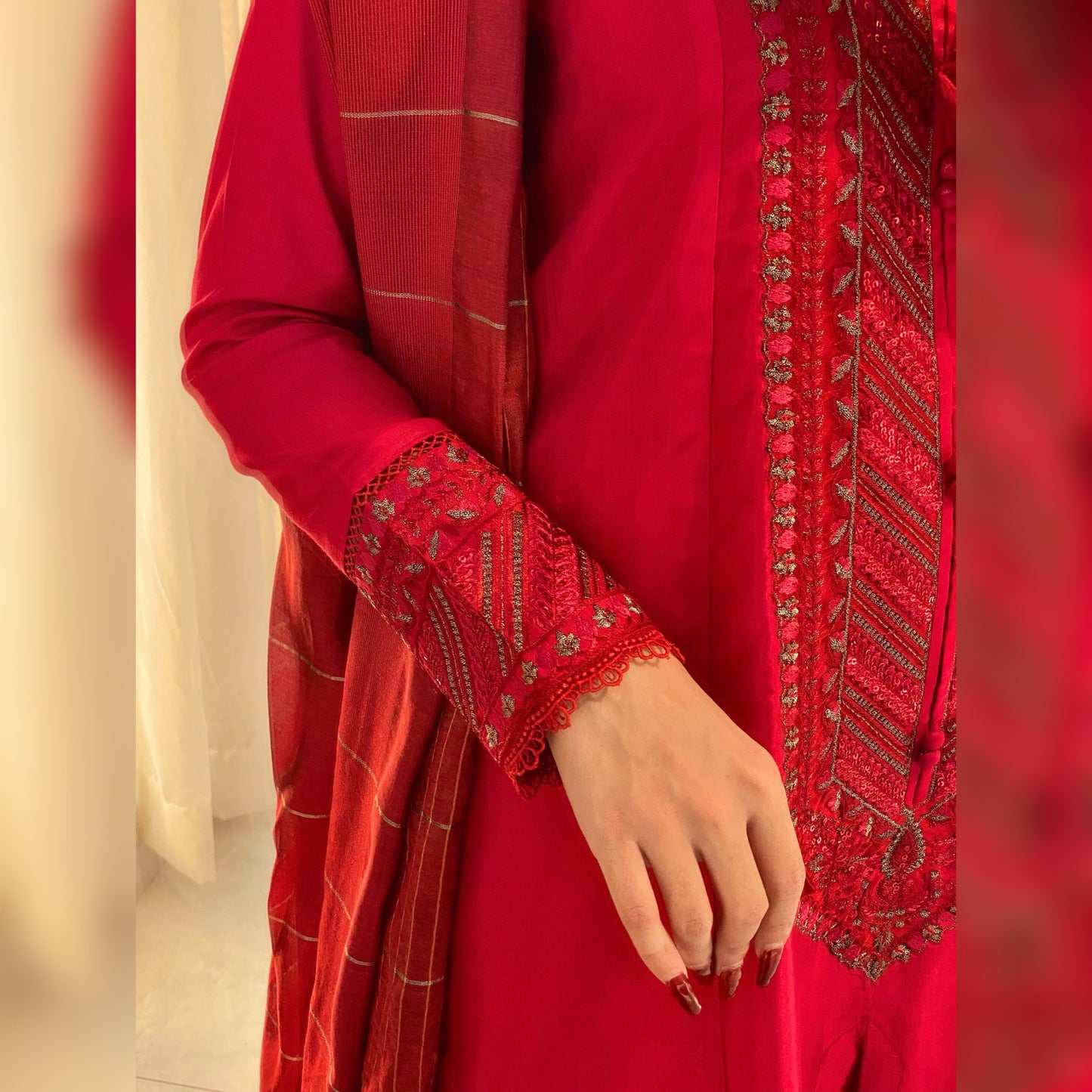 Burgundy Embroidered 3PC