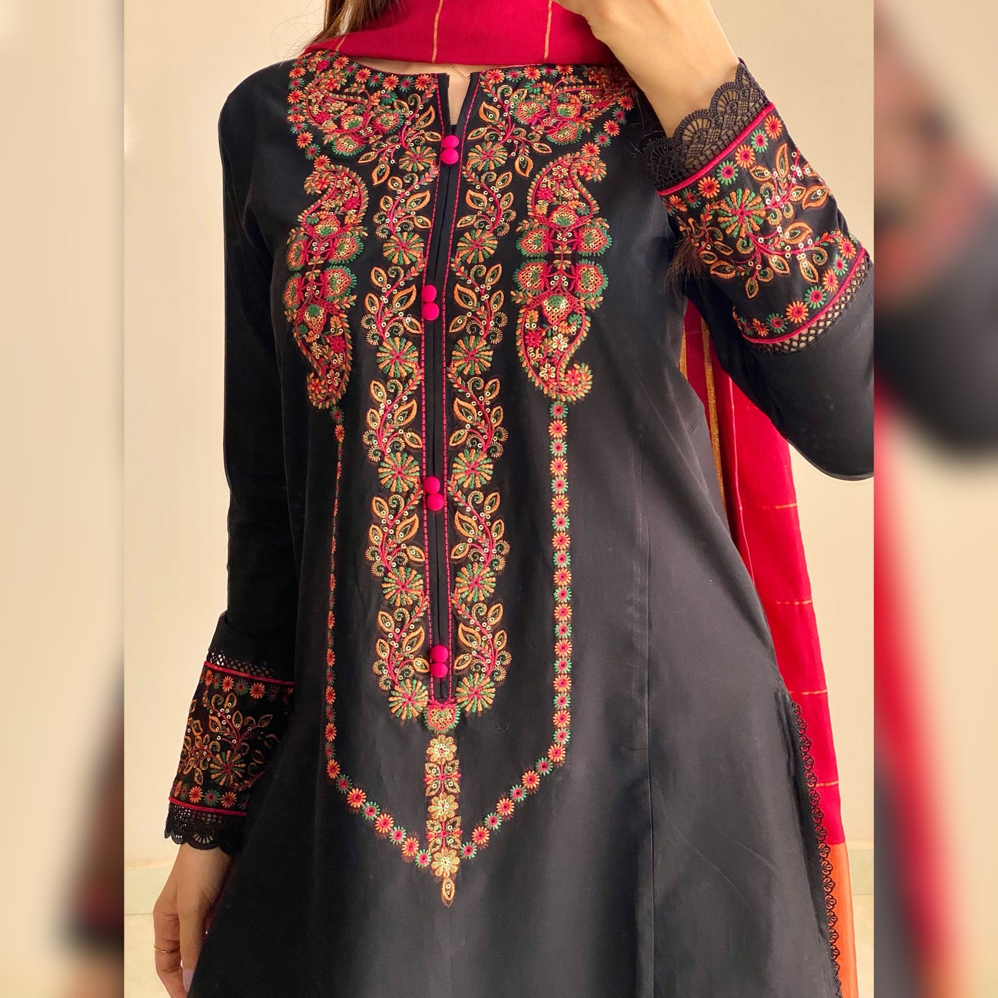 Lavish Black Embroidered 3PC