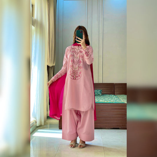 Petal Pink Embroidered 3PC