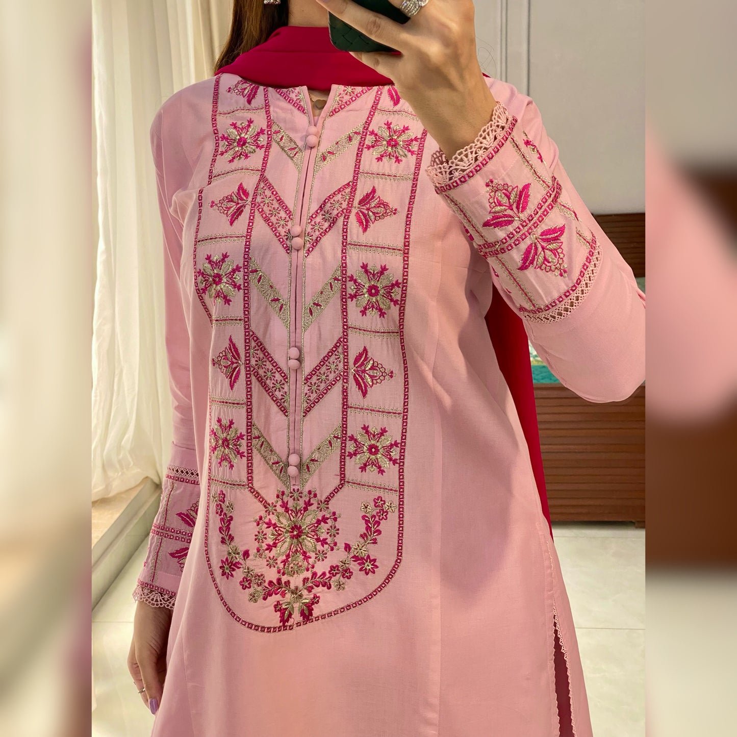 Petal Pink Embroidered 3PC
