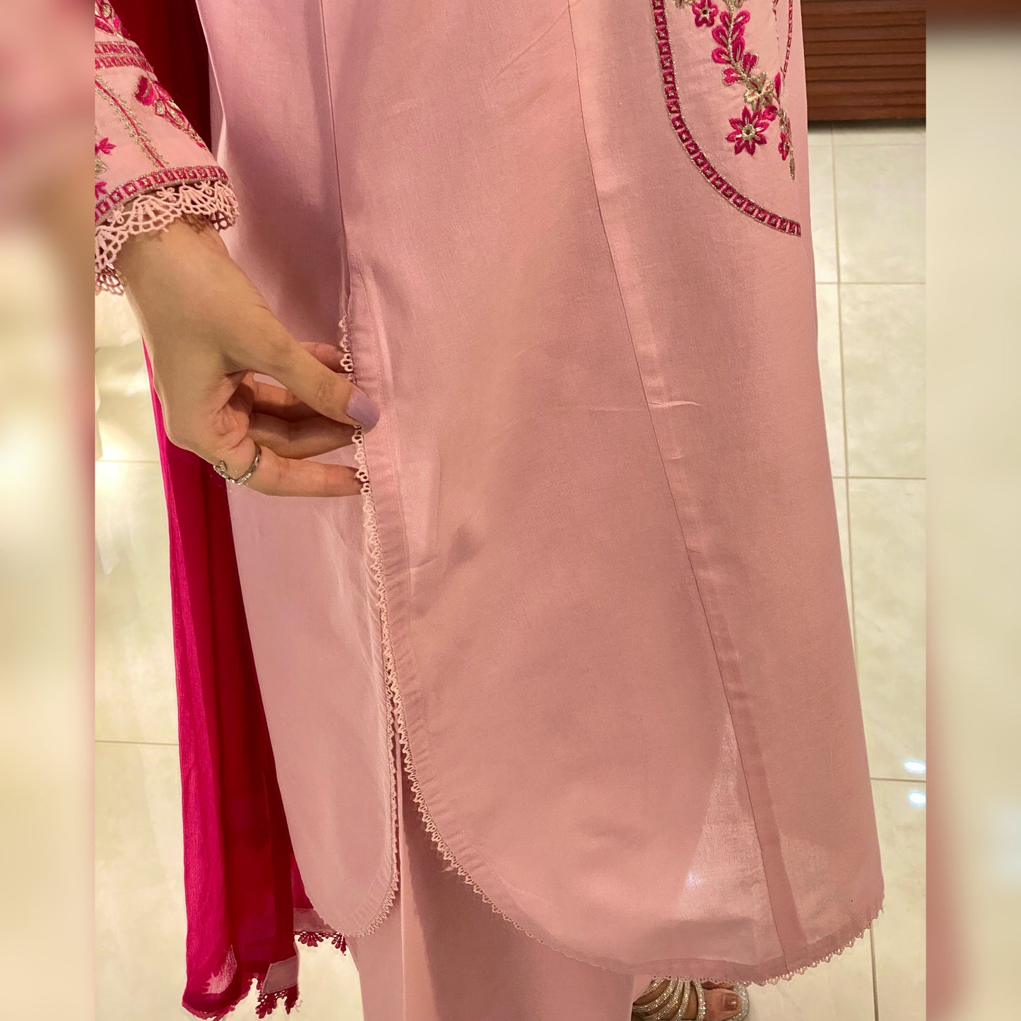 Petal Pink Embroidered 3PC