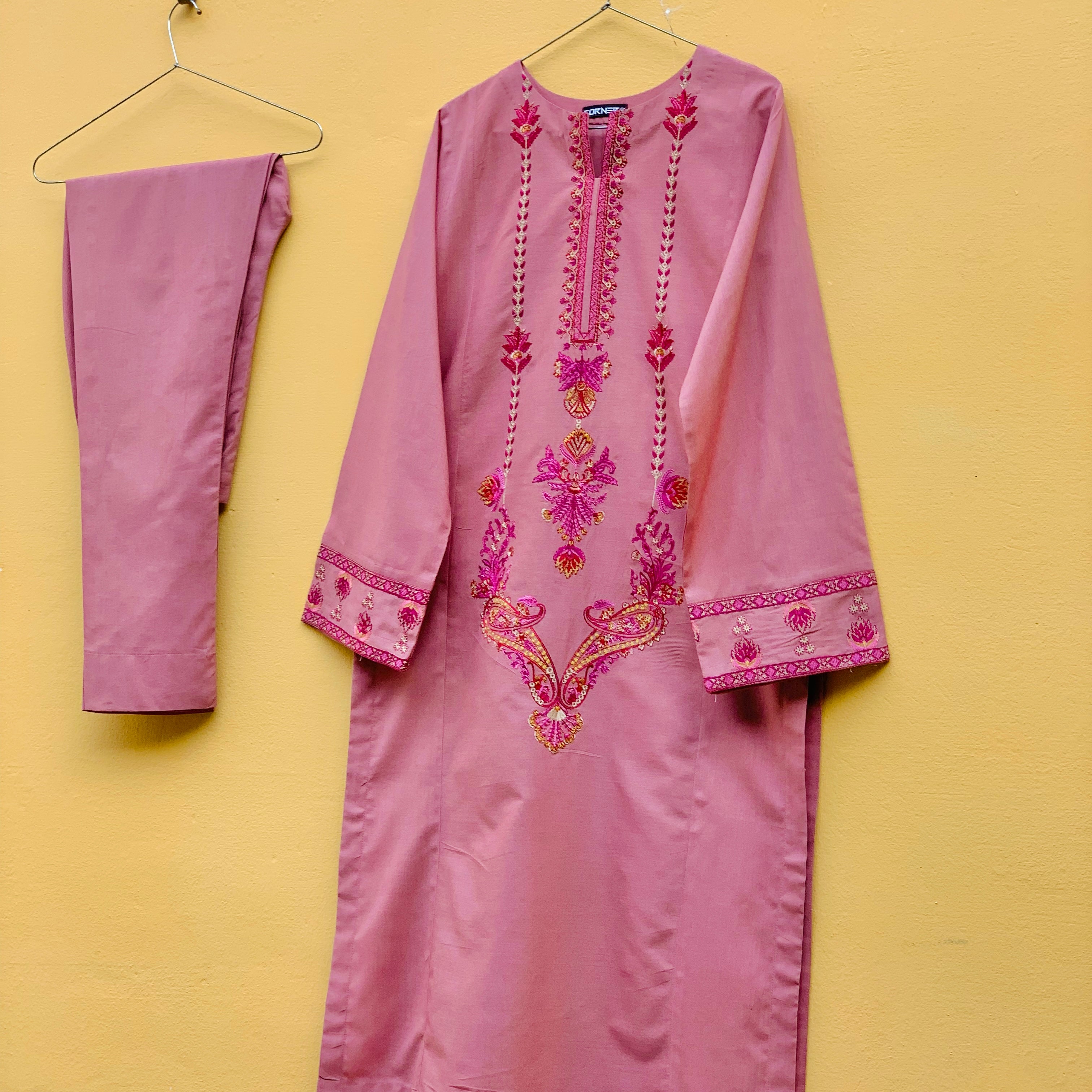 Tea pink embroidered summer 2PC