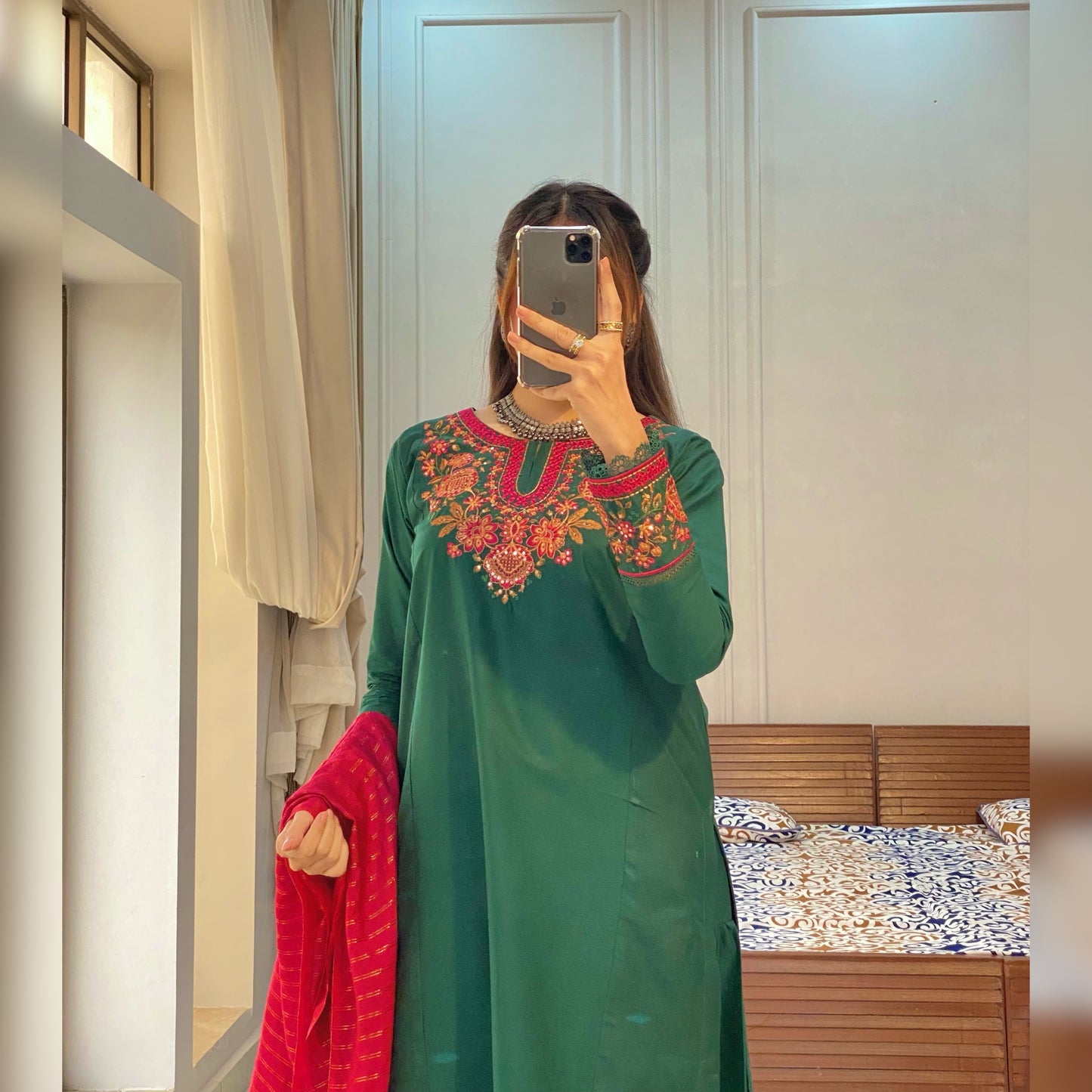 Meadow Green Embroidered 3PC