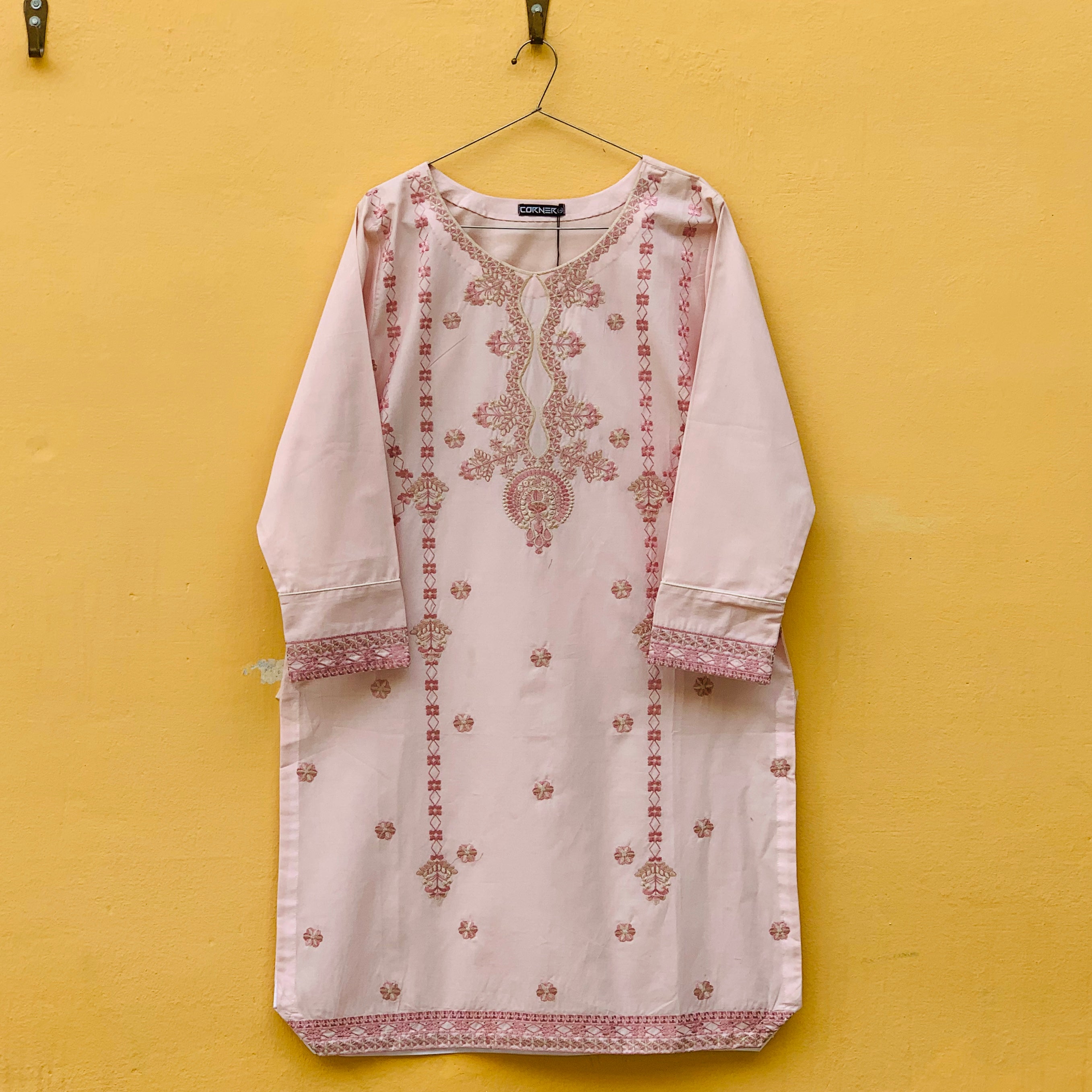 Embroidered Metallic pink Shirt