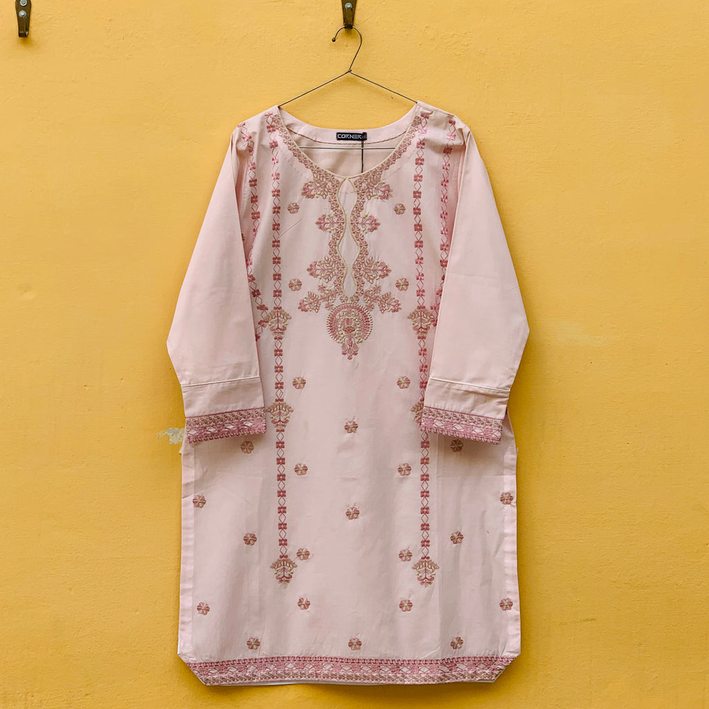 Embroidered Metallic pink Shirt