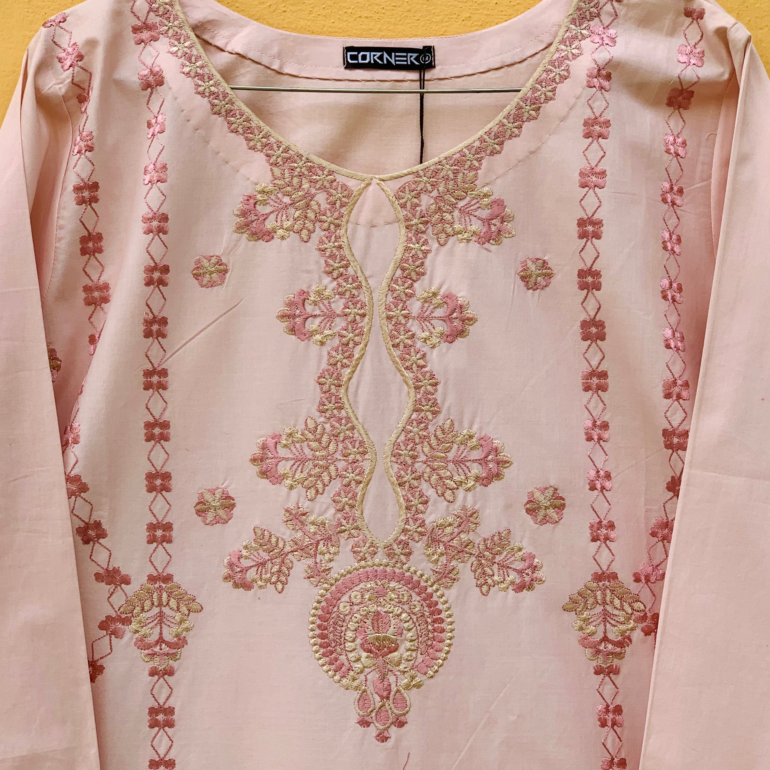 Embroidered Metallic pink Shirt