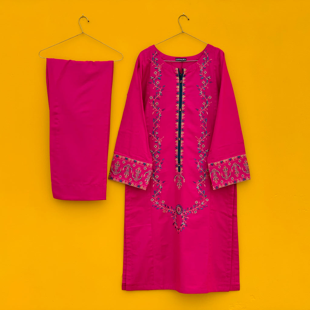 Fuscia Embroidered khaddar |2PC|